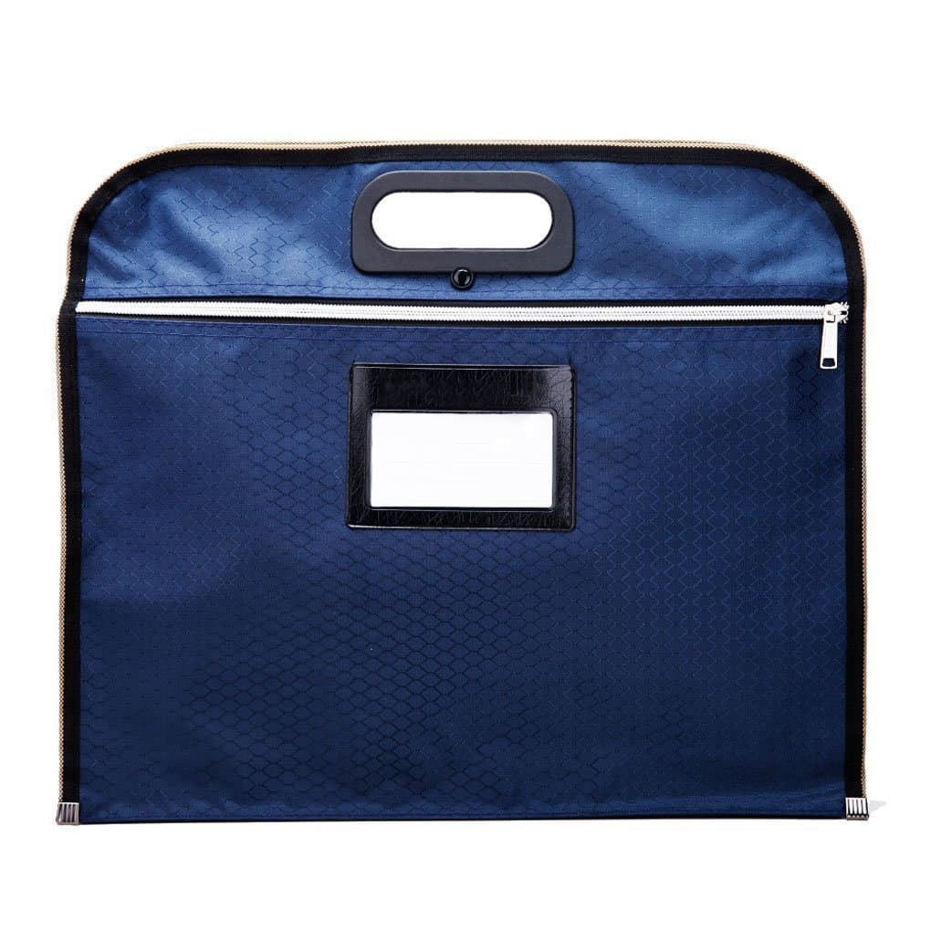 Document Bag Durable Portable Oxford Envelope Zipper File Holder Handbag Dark Blue