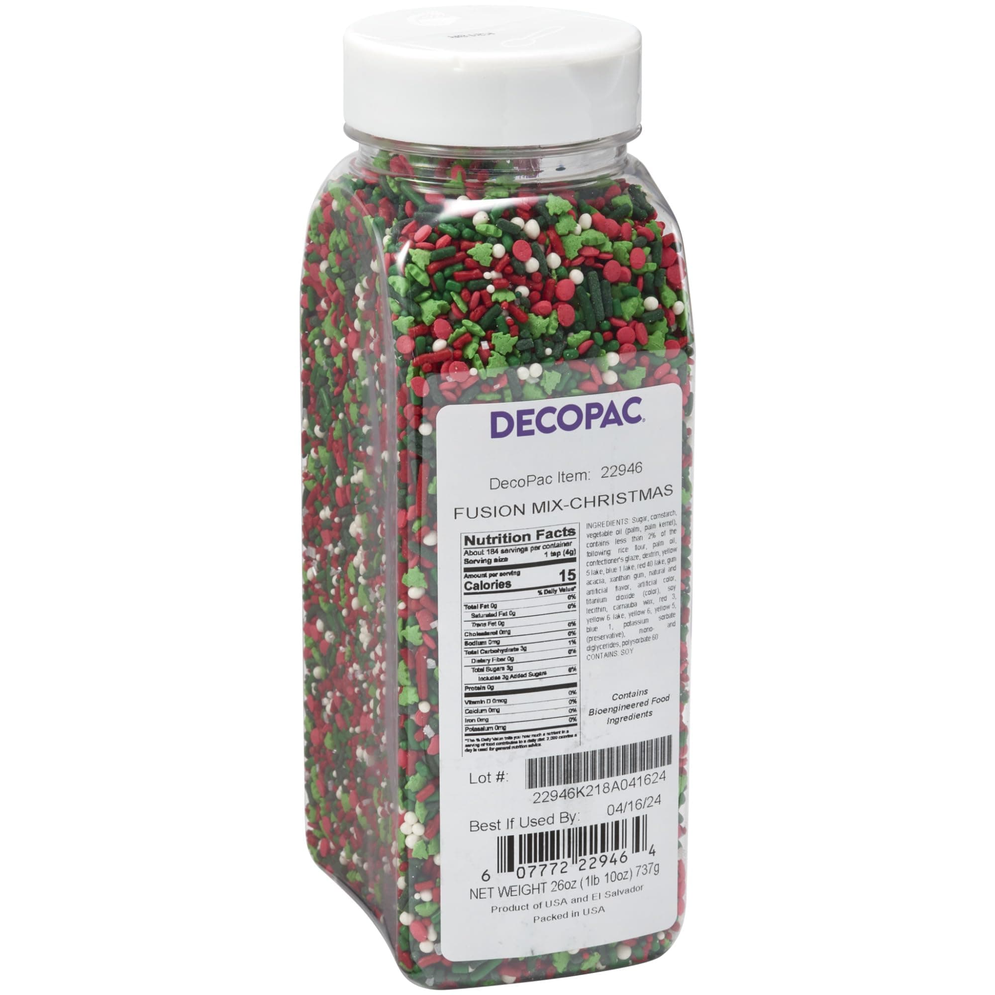 DECOPAC Christmas Fusion Mix Candy Sprinkles, 26oz, Fancy Sprinkles in Handheld Container, Edible Sprinkles For Celebration Cakes, Cupcakes, Cookies and Donuts