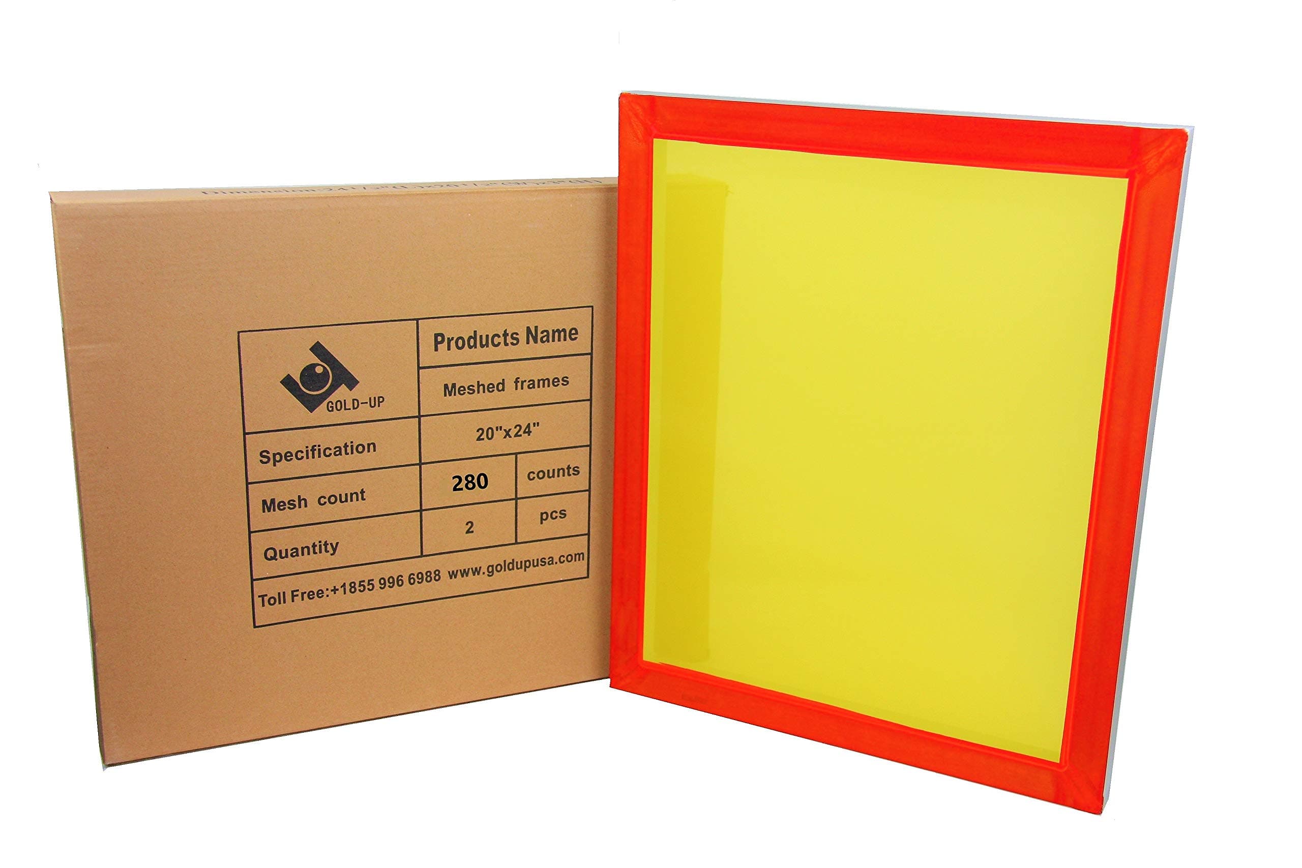 20 x 24 Inch Pre-Stretched Aluminum Silk Screen Printing Frames with 280 Yellow Mesh (2 Pack Screens)