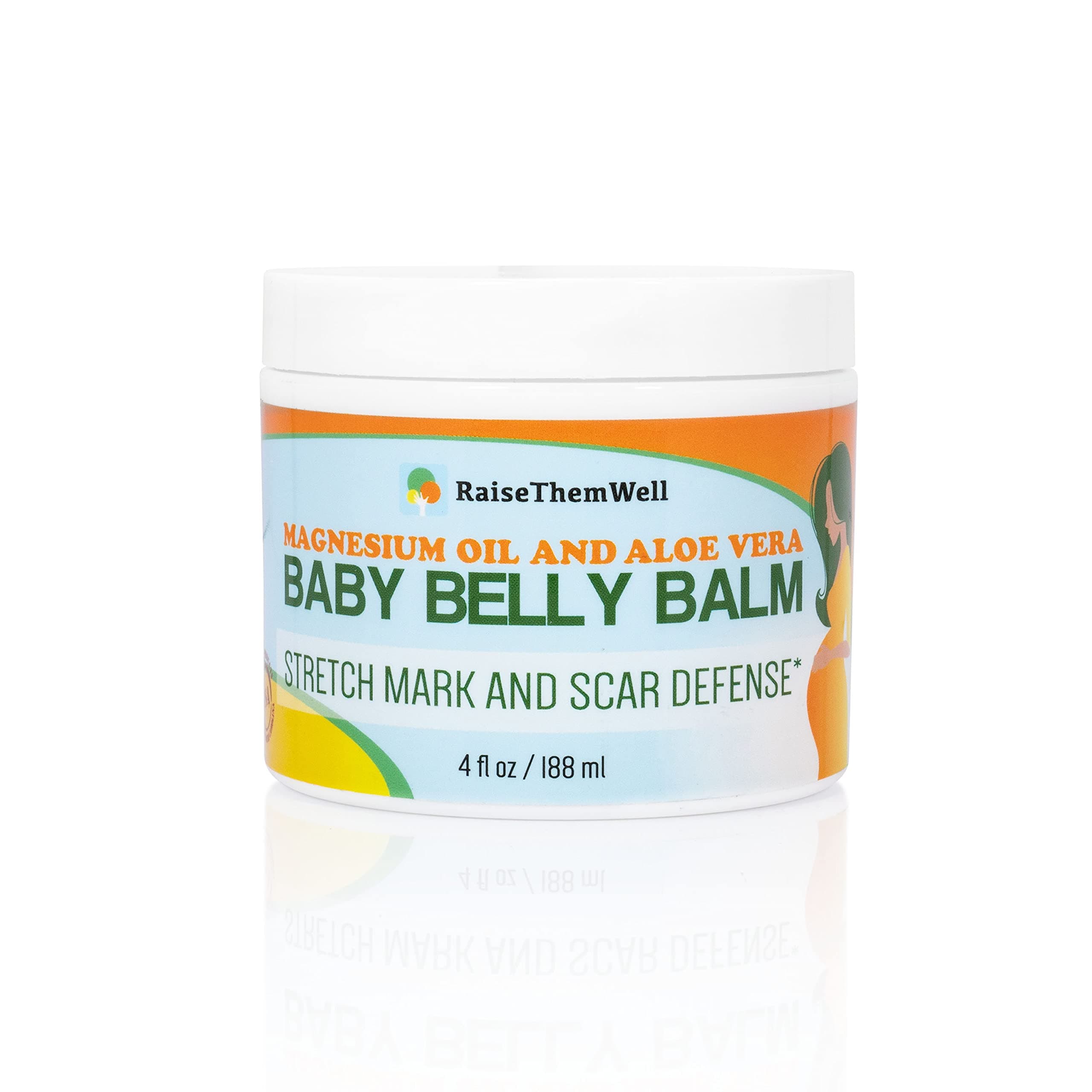 Raise Them Well Natural Belly Balm for Pregnancy with Magnesium Oil, Aloe Vera, Jojoba Coconut and Lavender Oil & Beeswax | 4 fl oz
