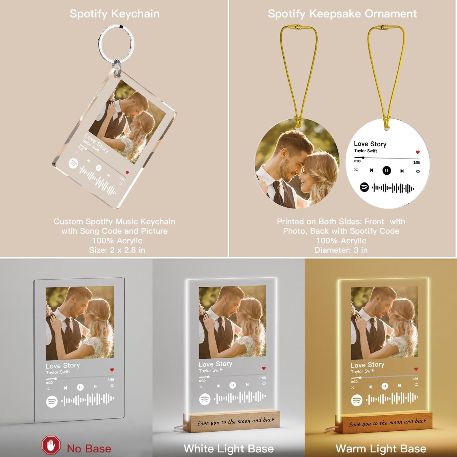 Voryusmer Custom Spotify Plaque - Customized Gifts for Men & Women, Anniversary, Gifts for Him & Her - Custom Photo Album Cover, Personalized Acrylic Music Song Plaque with Photo & Text