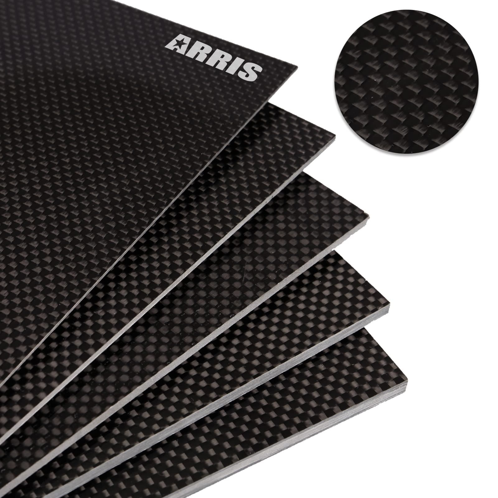ARRIS 200X300X1.0MM Carbon Fiber Sheet, Available in 0.5MM 1.5MM 2MM 2.5MM 3MM 3.5MM 4MM 5MM 6MM 100% 3K Carbon Plate Plain Weave Panel Sheet