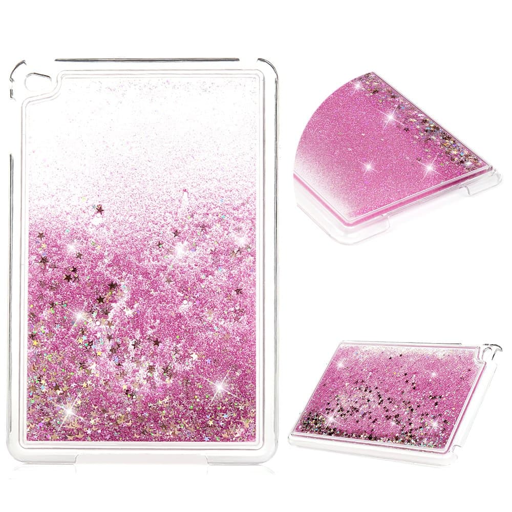 iPad Mini 4 Case, MOTIKO Rose Gold Transparent Clear 3D Fashion Creative Design Flowing Liquid Floating Bling Quicksand Sparkle TPU Bumper Glitter Slim Fit Cover Case for iPad Mini 4