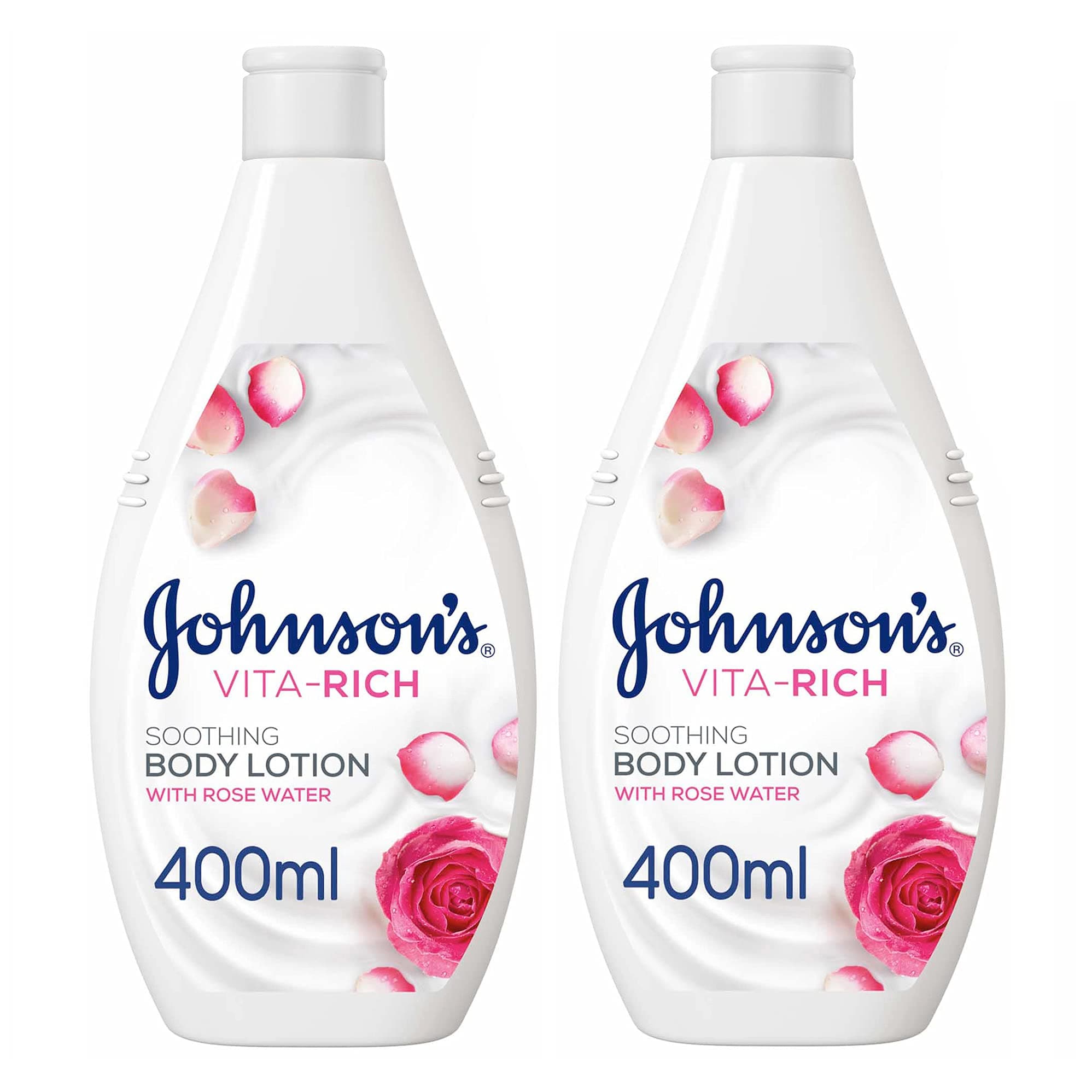 Johnson's Vita-Rich Soothing Body Lotion with Rose Water, 2 x 400ml
