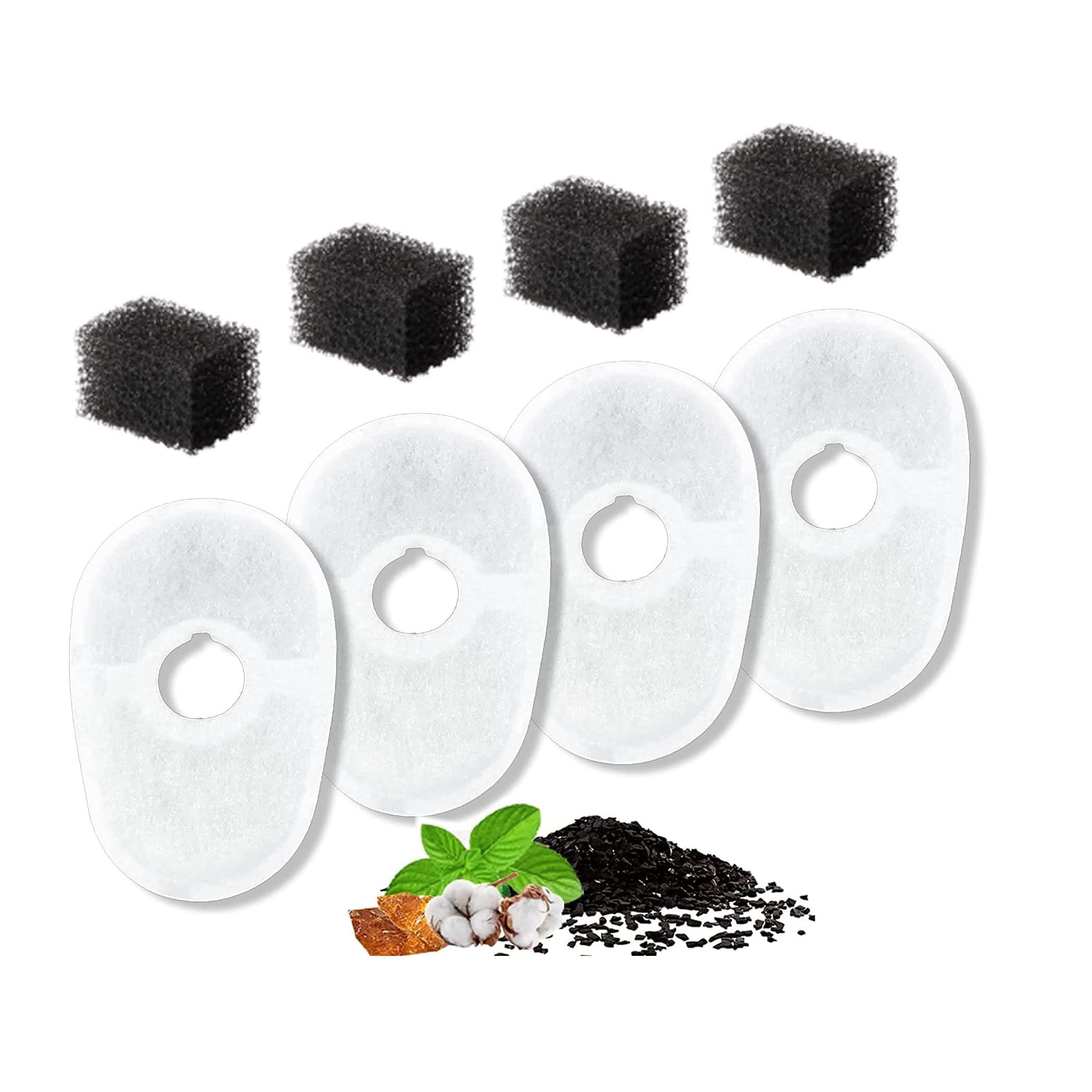 Replacement Filters for Bee Cat Water Fountain, Pack of 4 Filters and 4 Sponges