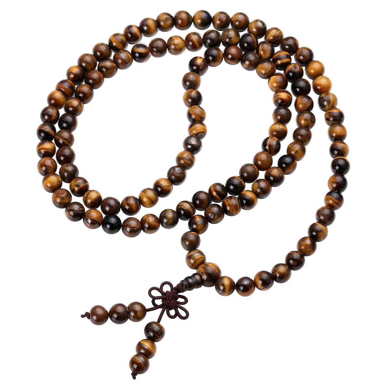 Tibetan 6mm 8mm 108 Natural Tiger Eye Gemstone Beads Prayer Mala Bracelet Necklace