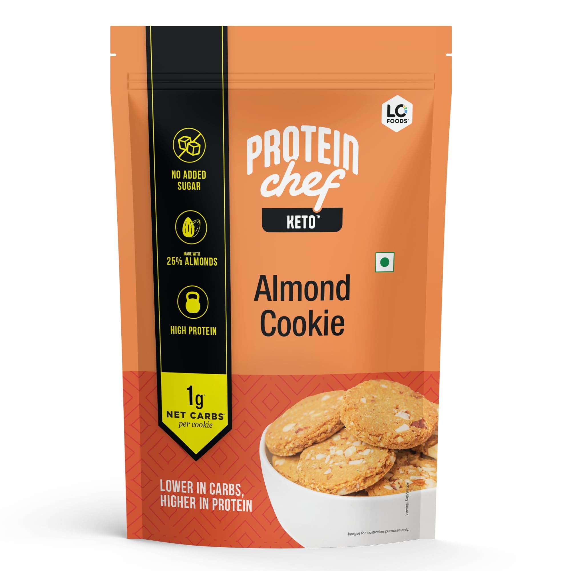 Keto Almond Cookies (200g) | High Protein | No added sugar | 1.2g net carbs per cookie | Lower in Carbs,Higher in protein