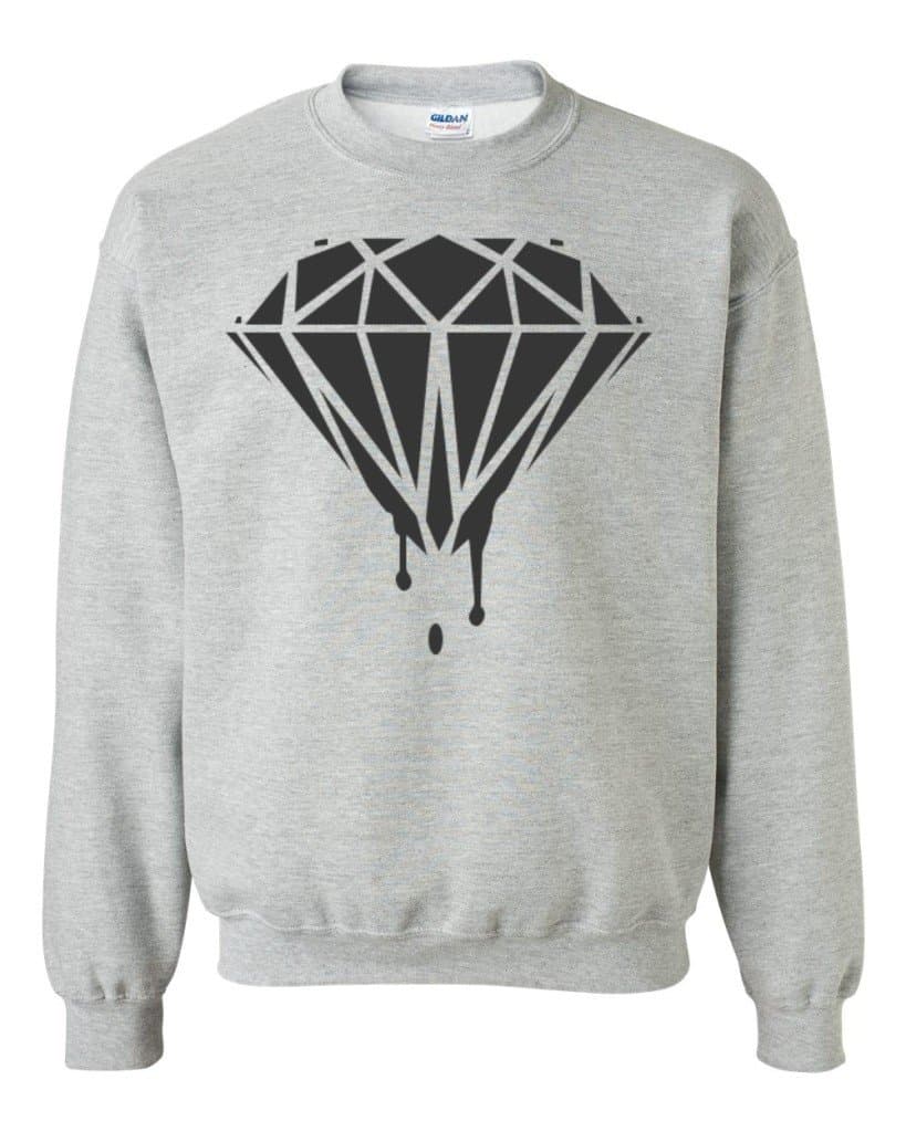 Bleeding Melting Dripping Black Diamond Crewneck Fashion Sweatshirts Medium Sports Grey