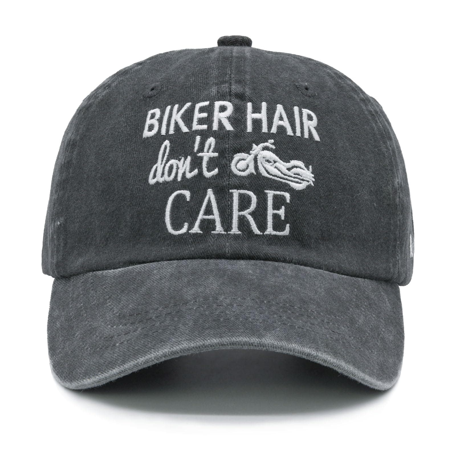 WaldealWaldeal Biker Hair Don't Care Hat for Women, Denim Washed Adjustable Baseball Cap