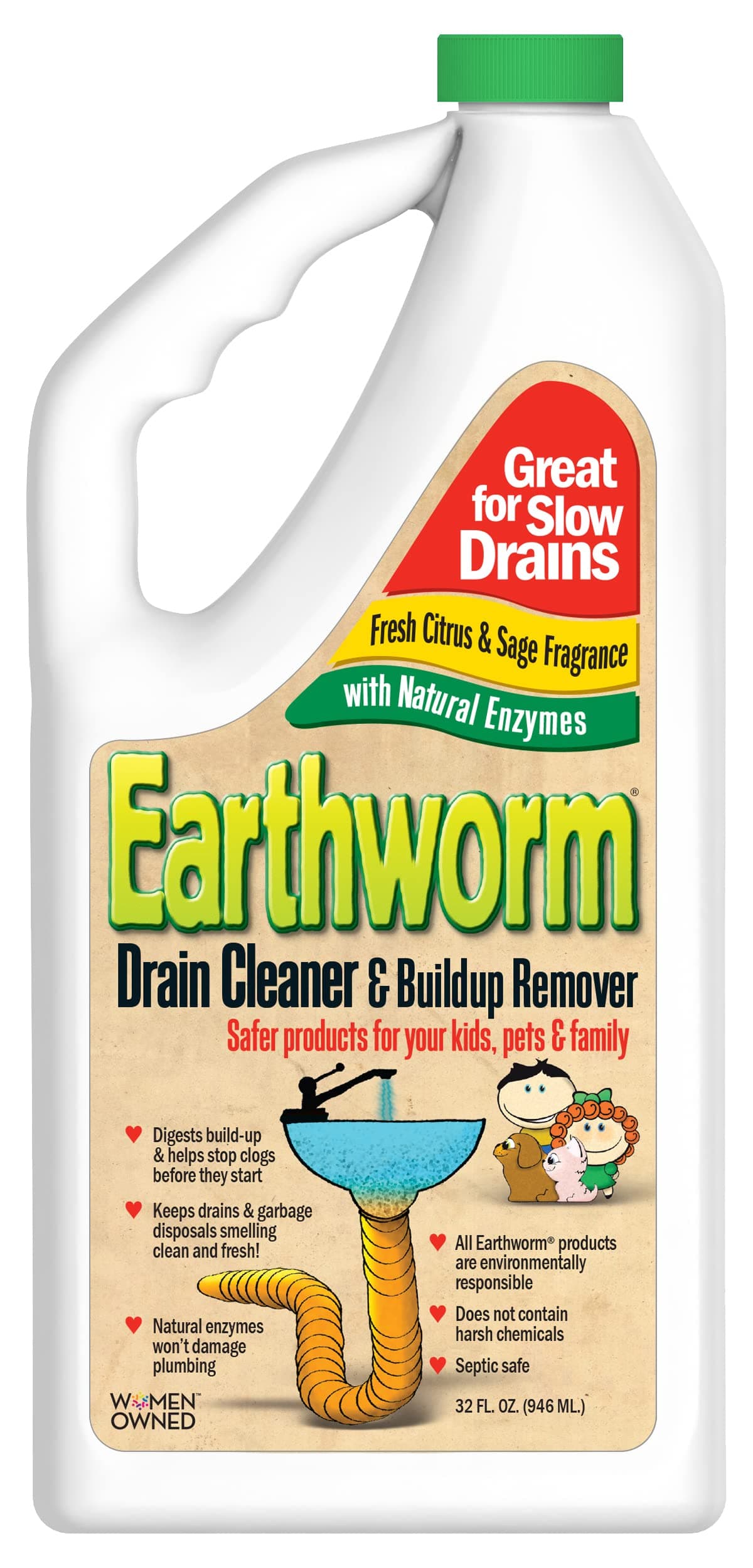 Earthworm - Family Safe Drain Cleaner 32 Fl. Oz.