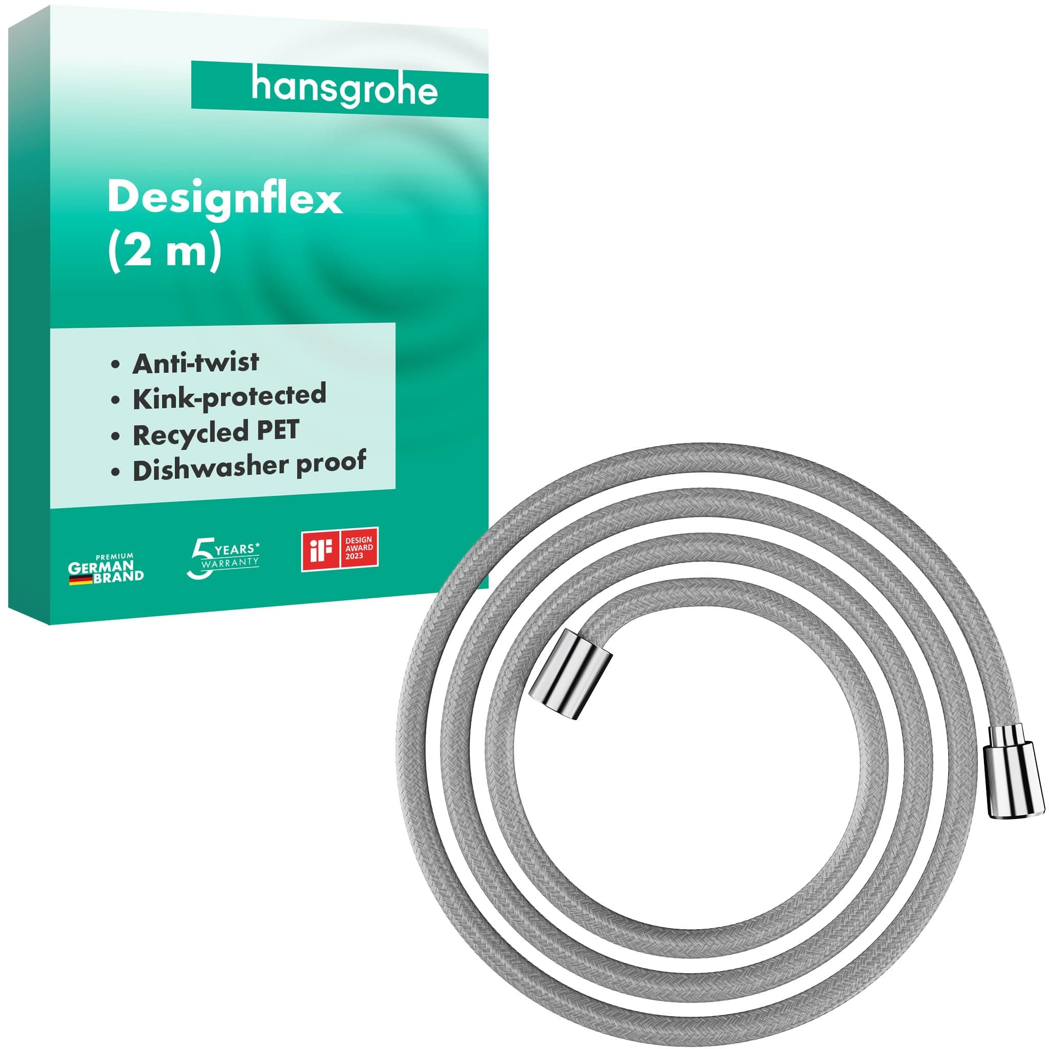 28230000 DesignFlex Textile Chrome Handshower Hose, 80-inch