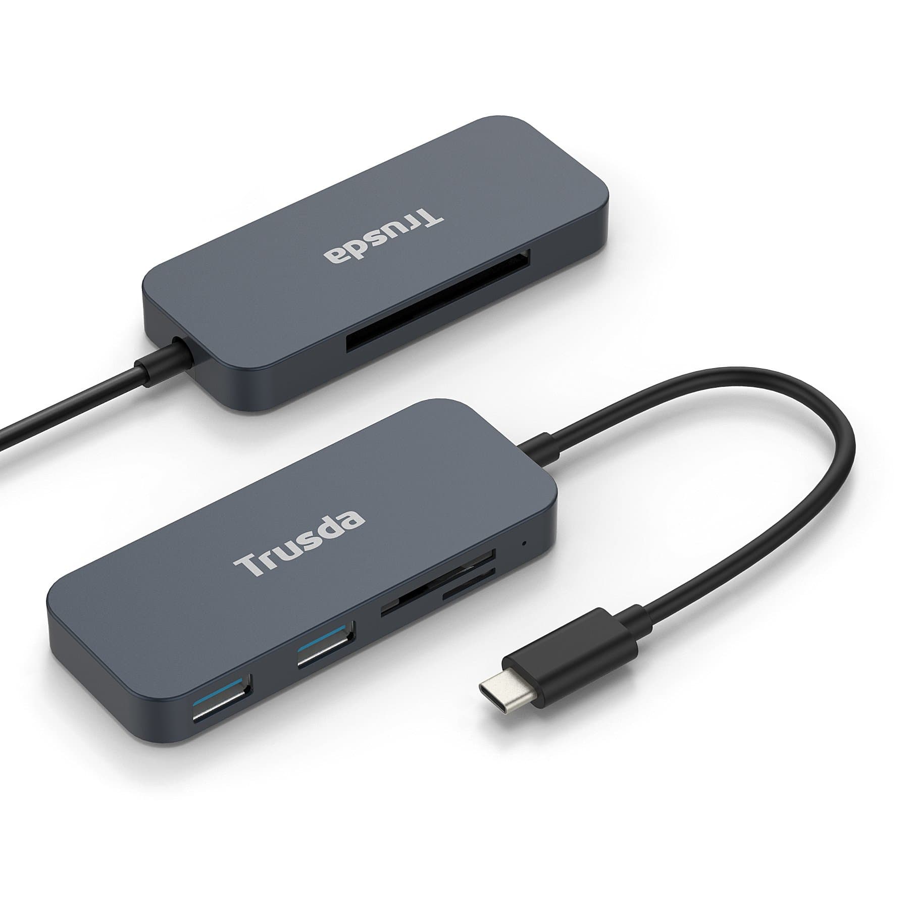 SD/TF/CF Card Reader, USB C Hub Adapter with Micro SD/SD/CF Flash Memory Card Reader, 2 USB 3.0 Ports for MacBook Pro,New MacBook,ChromeBook Pixel and Other USB C Devices