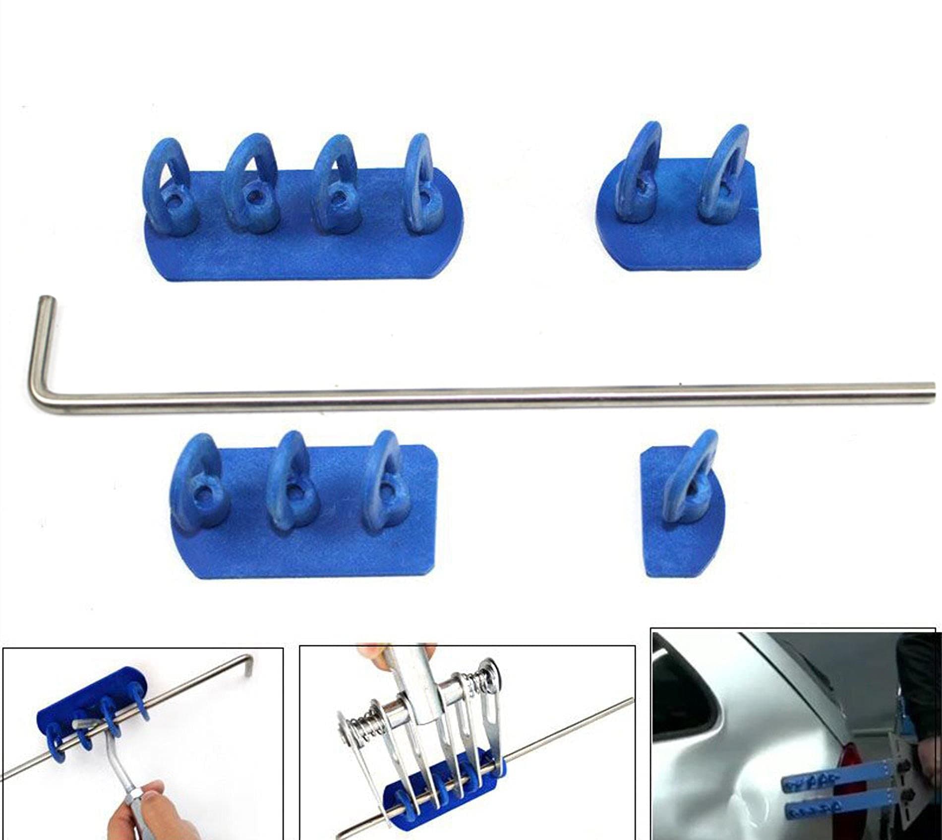 Car Dent Repair Tools Heavy Duty Paintless Repair Removal Tools Strong Dent Puller Handle Lifter Blue Glue Tabs Powerful Body Repair Dent Remover Tool Kit for Car Dent Repair (Blue)