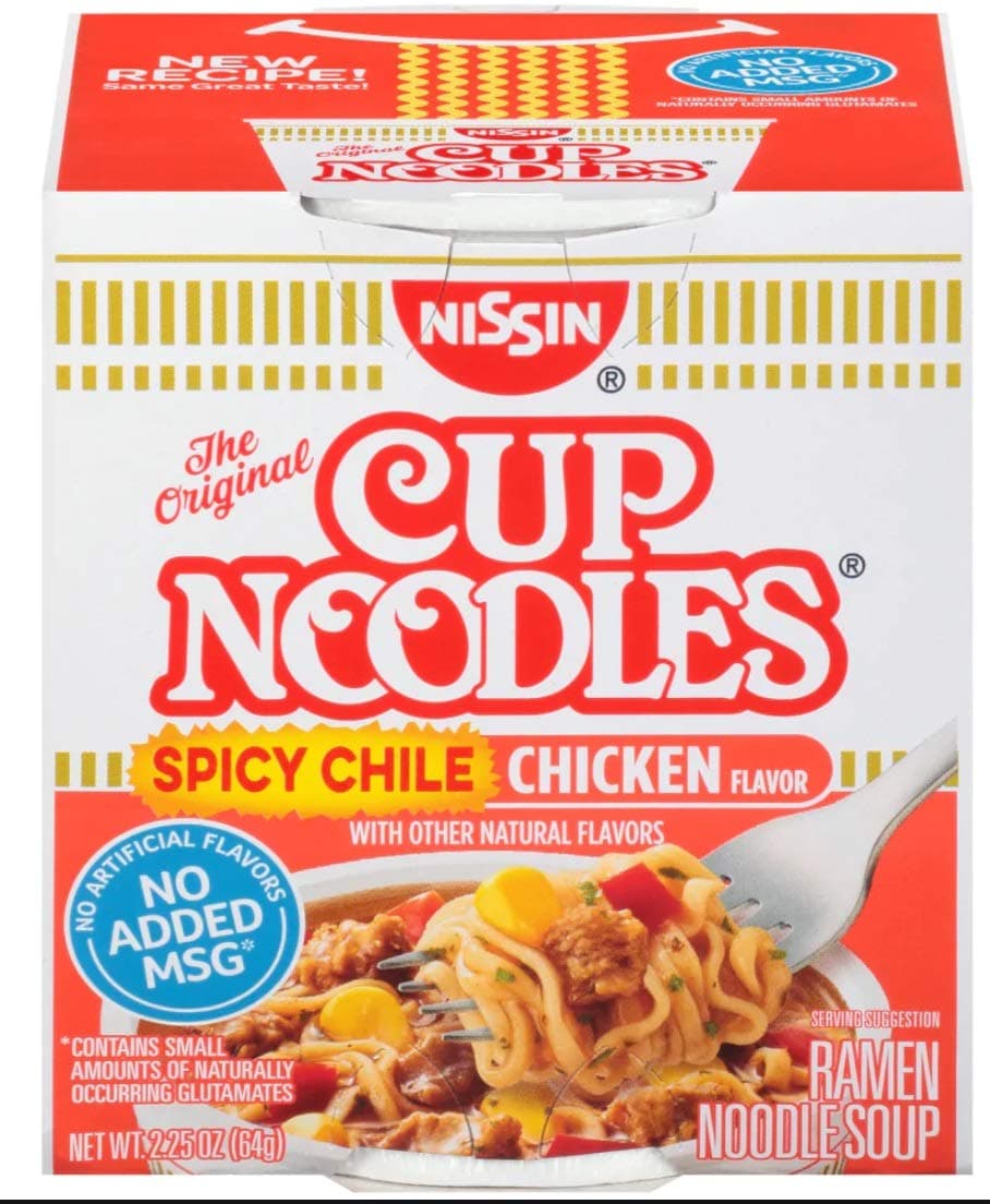 Nissin Cup Noodles Spicy Chile Chicken Flavor Soup 2.25 oz (Pack of 12)