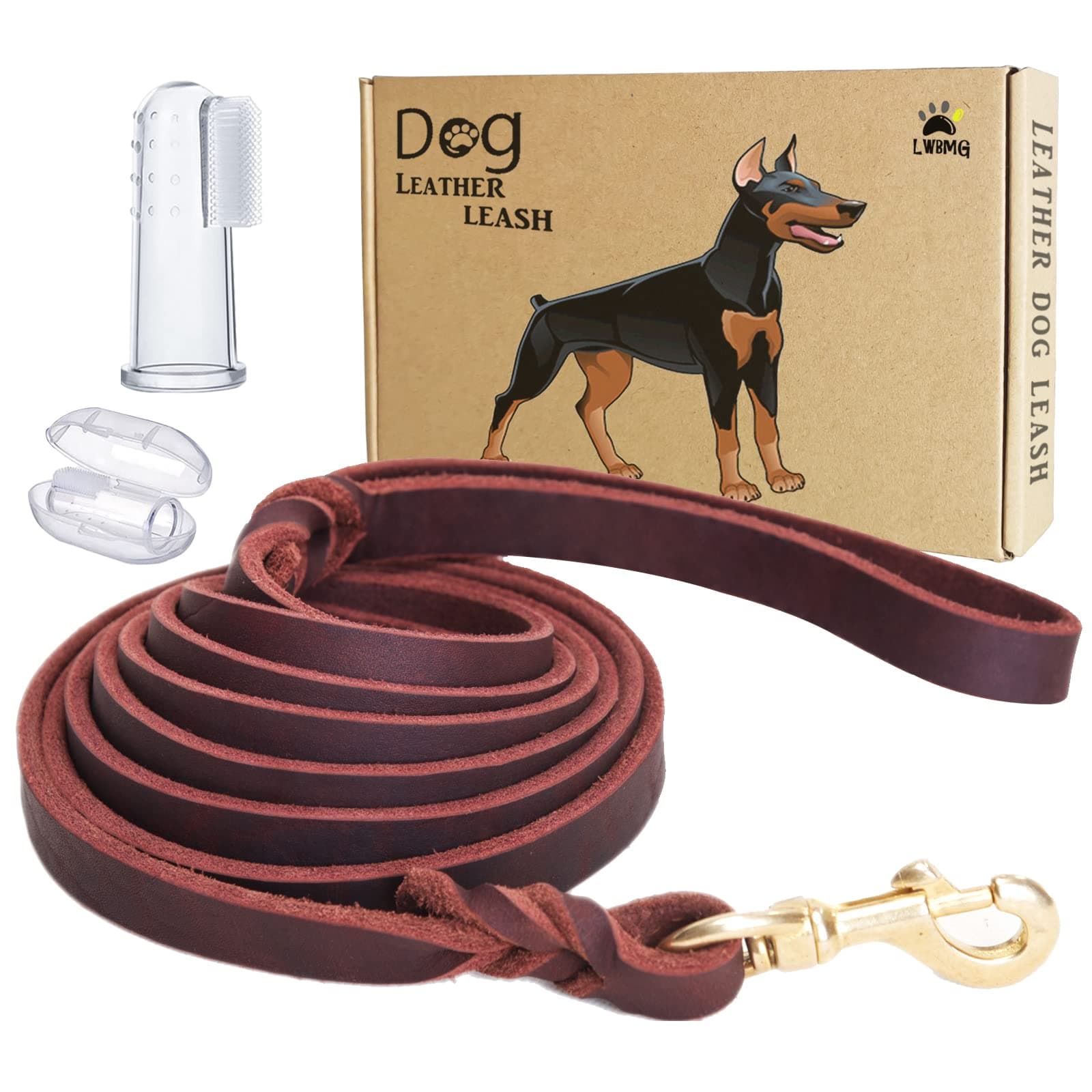 LWBMG Leather Dog Leash 8ft x 3/4 inch, Dog Leashes for Large Dogs Heavy Duty, Strong and Soft Handmade Braided Dog Training Leashes, Comfortable Leather Leash for Large Medium Small Dogs