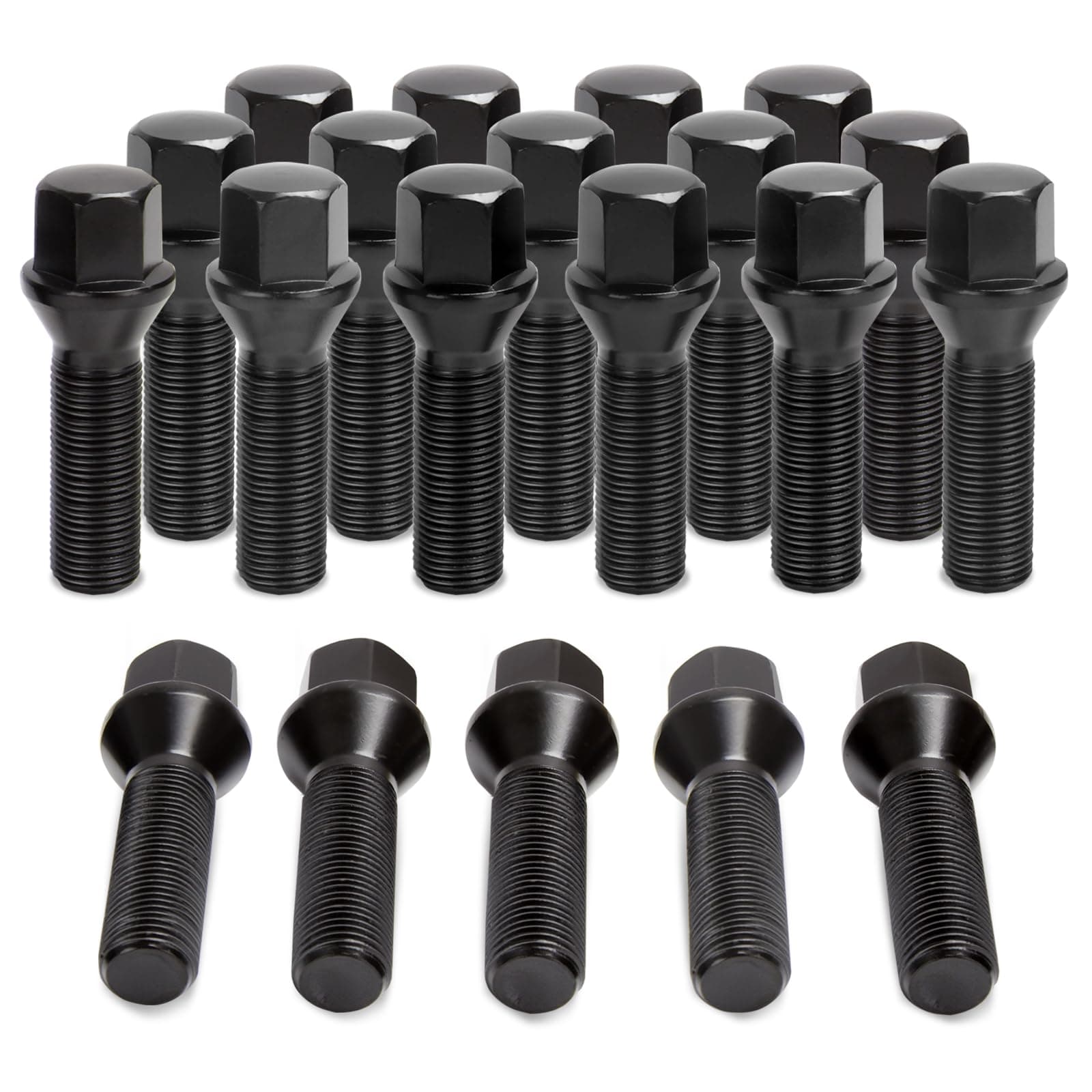 M14x1.25 Extend Lug Bolts for Wheel Spacer, 20PCS 14mmx1.25 45m Shank Length Conical Seat Aftermarket Wheel Lug Bolts, Compatible with Mini Cabrio Clubman Convertible X6 I3 I8 and More