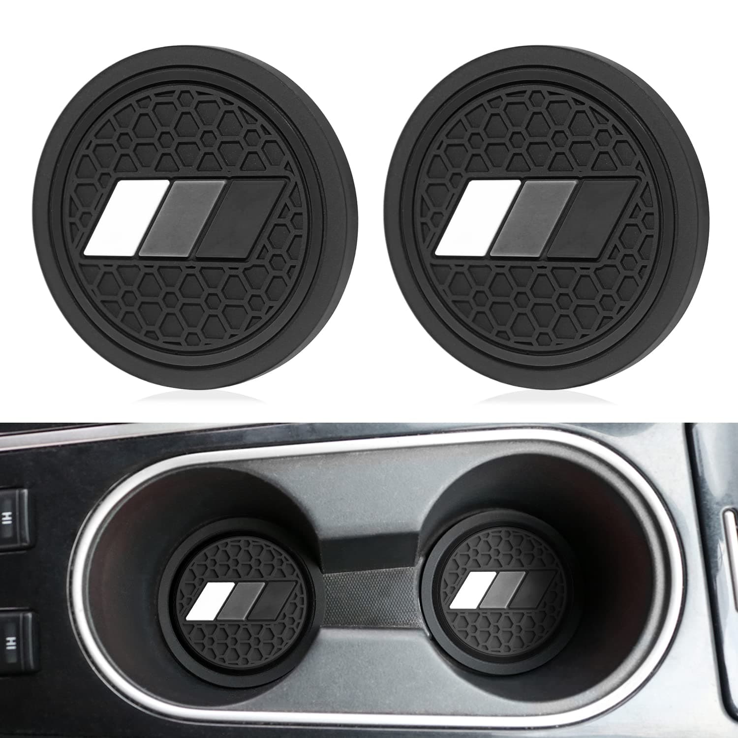 Cup Holder for Toyota Accessories Tacoma TRD 4Runner Tundra Rav4 Highlander, Classic Retro Style Tri-Color Interior Insert Coaster (2.75 Inch, Yellow-Orange-Red,Gray)