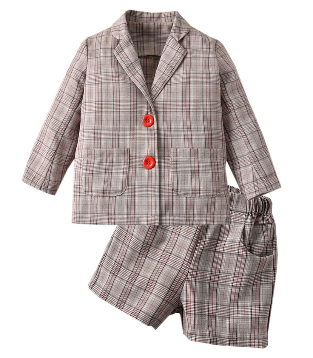 SANGTREE Girls' Plaid Jacket & Skirt Set