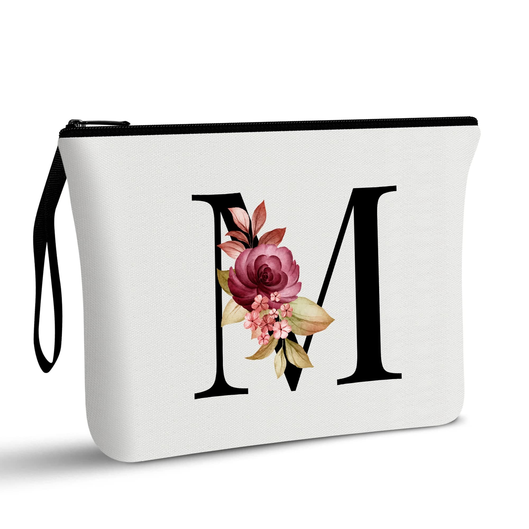 A-Z Personalized Makeup Bag,Birthday Gifts for Women Mom,Gifts for Best Friend,Bride Bridesmaid Cosmetic bag(M)