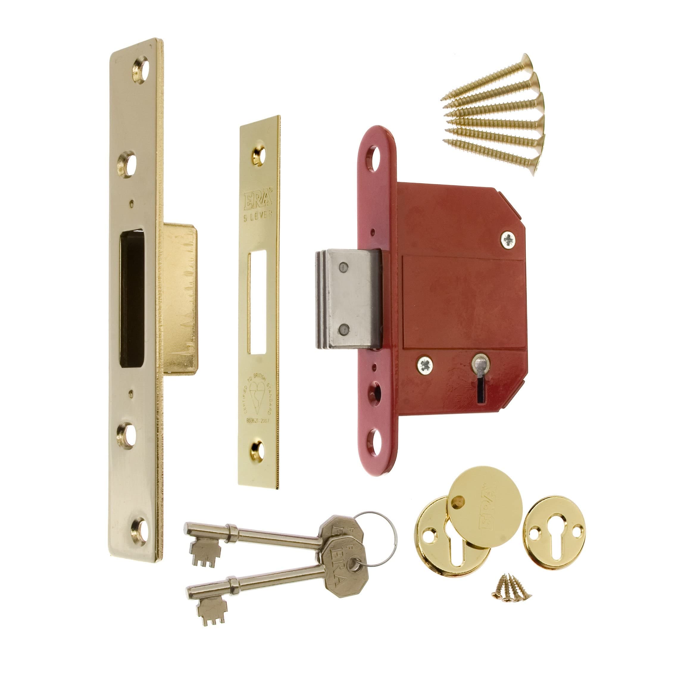 ERA Fortress BS 3621 64mm 5-Lever Mortice Lock Brass Effect