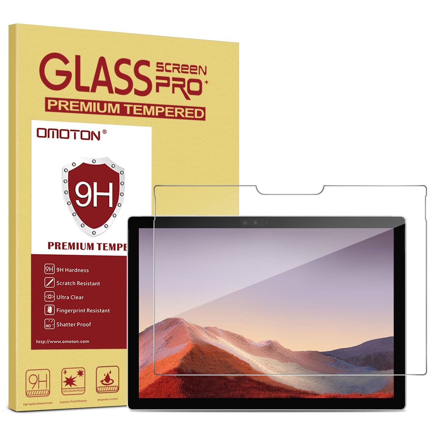 OMOTON Screen Protector Compatible with Surface Pro 7 Plus/Surface Pro 7/Surface Pro 6/ Surface Pro 5/Surface Pro 4 - [Tempered Glass] [High Responsivity] [Scratch Resistant] [High Definition]