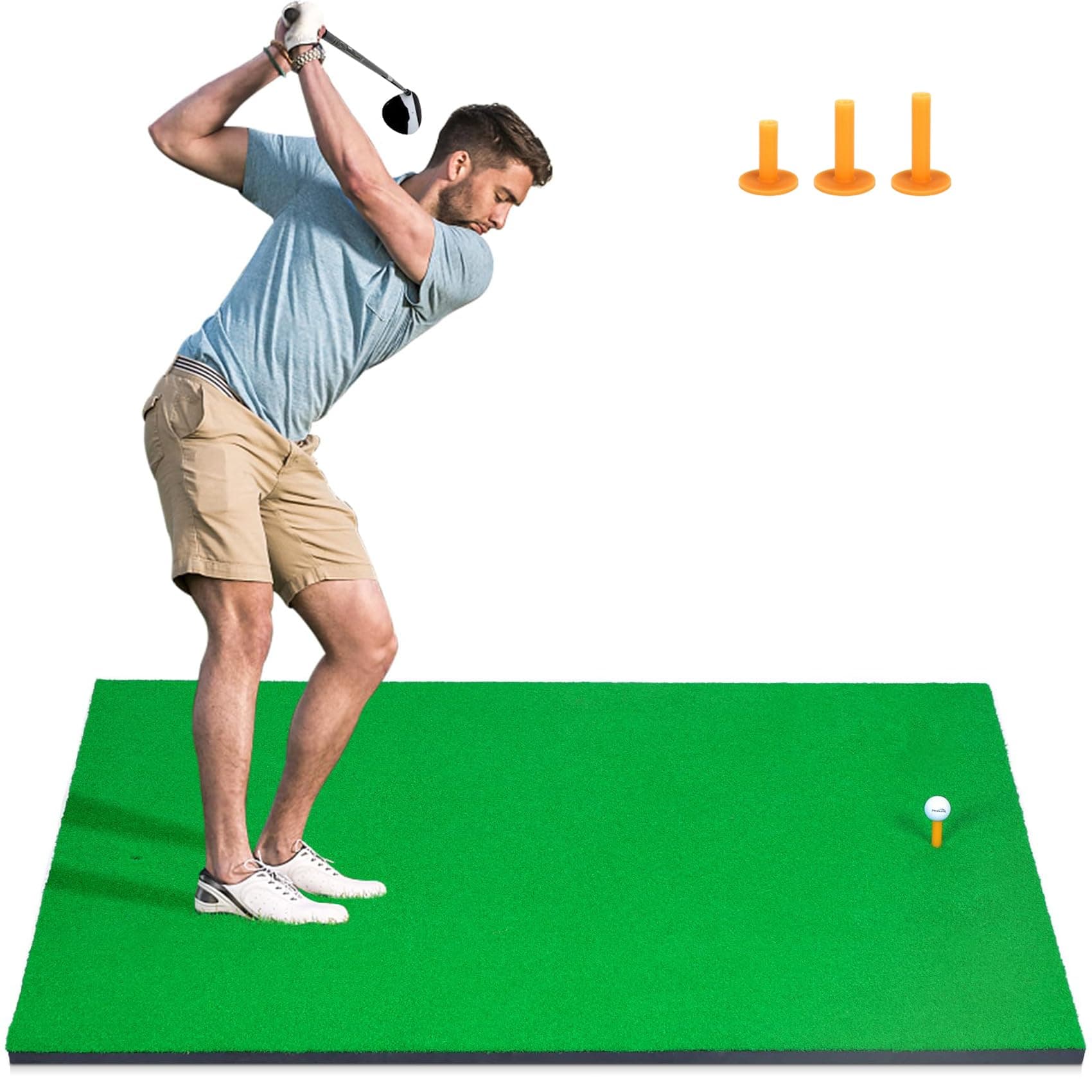 Golf Hitting Mat, Artificial Turf Mat, Portable Golf Practice Grass Mat for Indoor/Outdoor, 125cm X 100cm