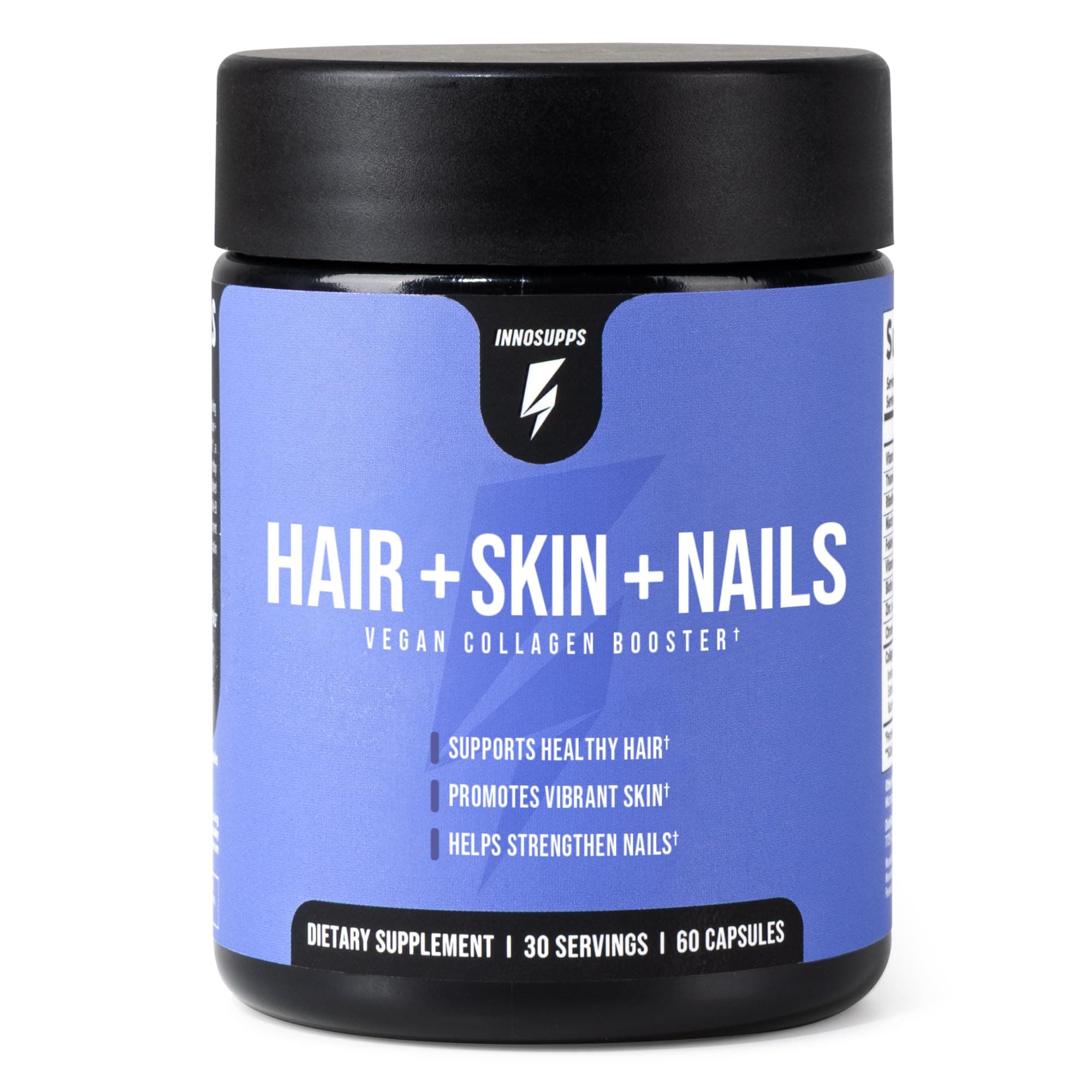 Hair + Skin + Nails | Vegan Collagen Booster | Biotin, Verbasnol, B12, Horsetail Herb Powder | 60 Capsules