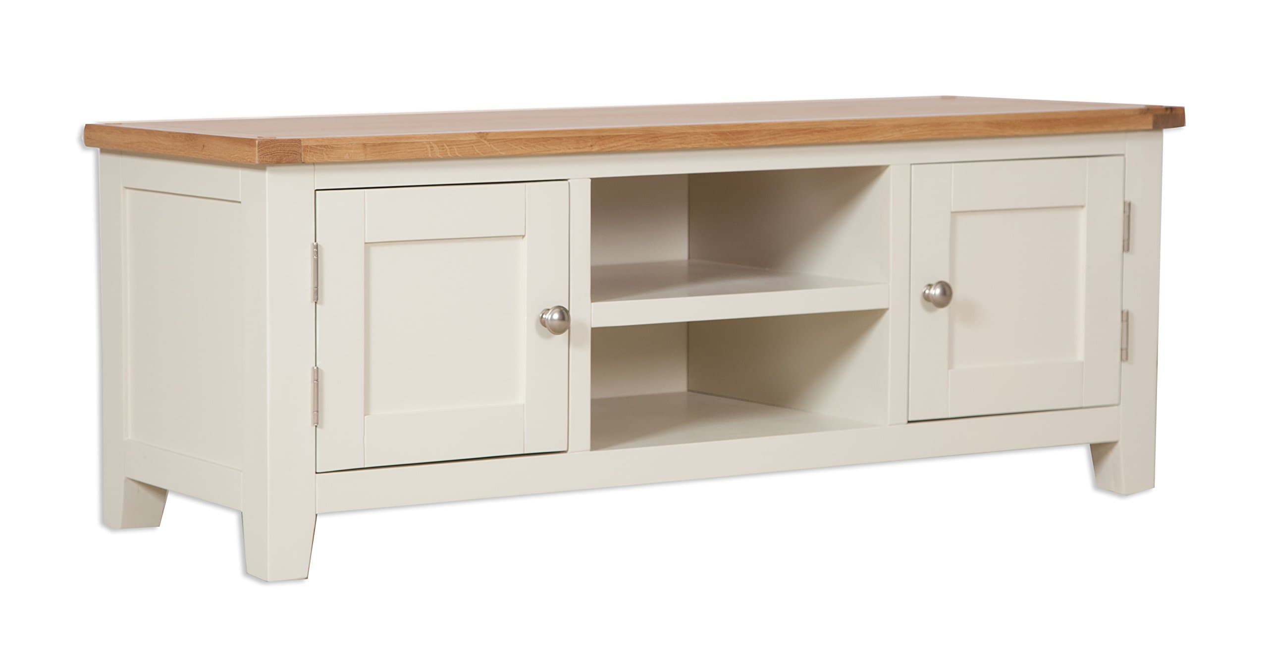 Dorset French Ivory/Cream Painted Oak & Pine Flatscreen Plasma Tv Unit Bench Cabinet Living Room Furniture
