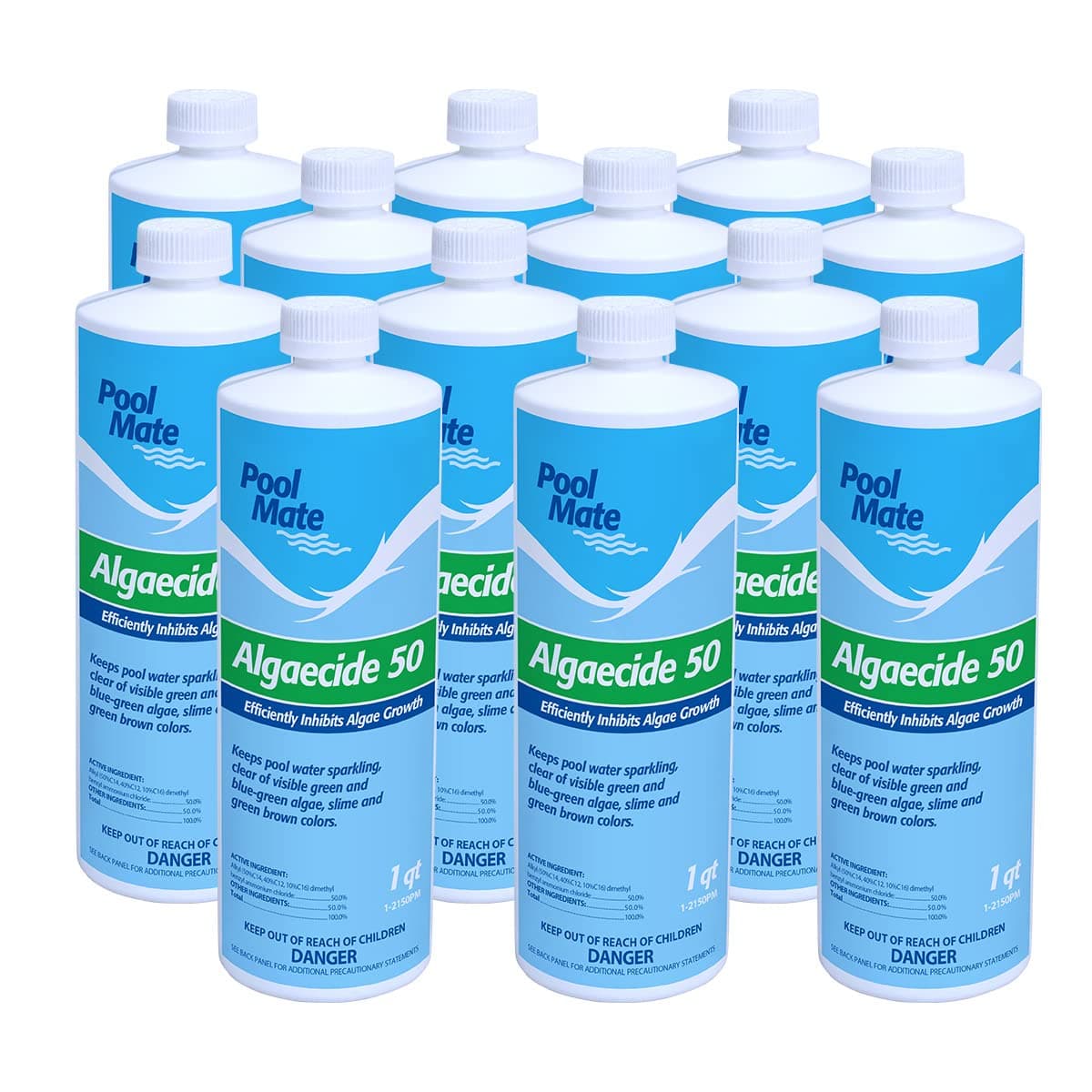 Pool Mate 1-Quart 12-Pack Premium Algaecide 50, Algaecide for Pool, Made in USA