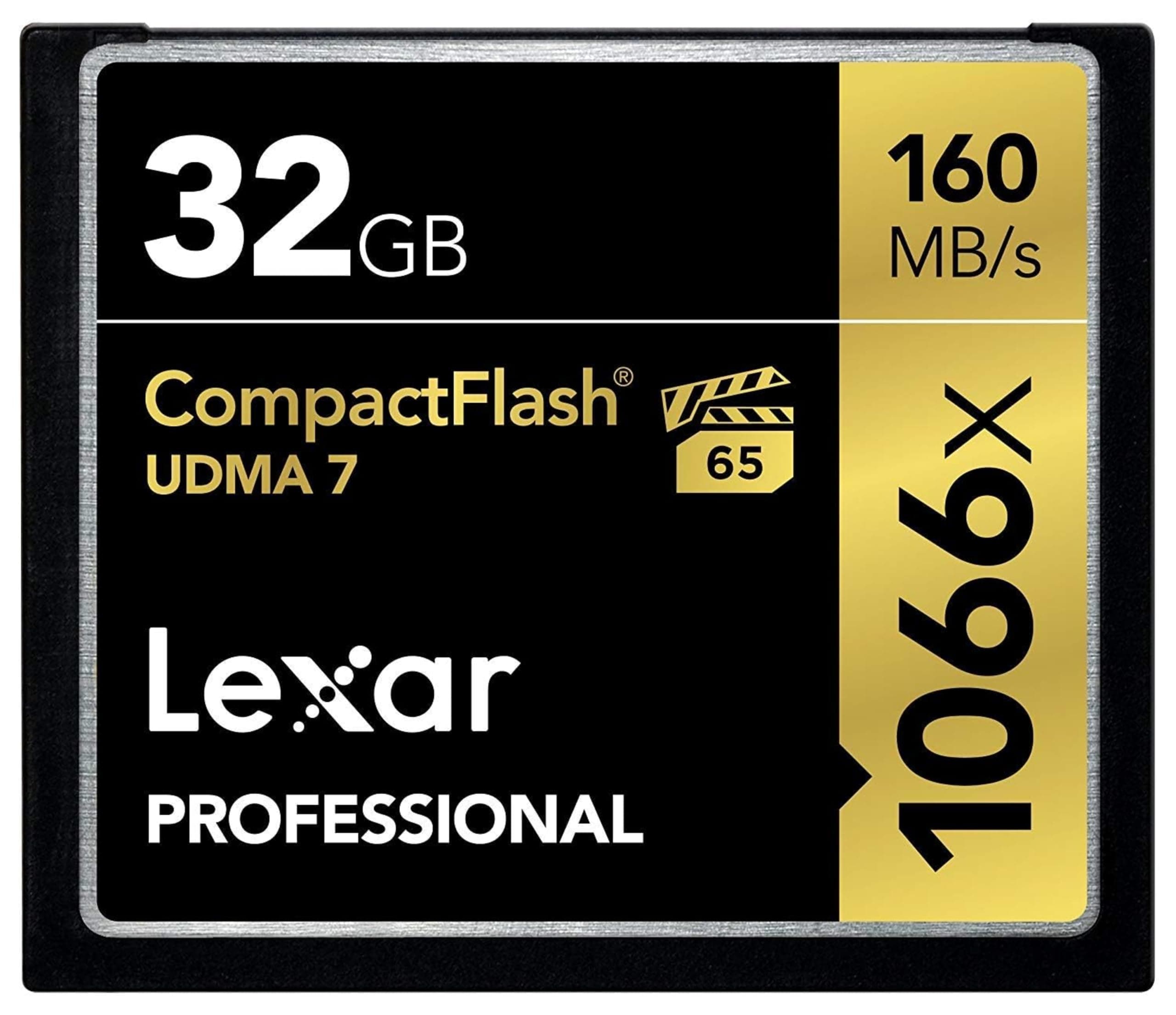 Lexar Professional 1066x 32GB CompactFlash Card, Up to 160MB/s Read, CF Card for Professional Photographer, Videographer, Enthusiast (LCF32GCRBEU1066)