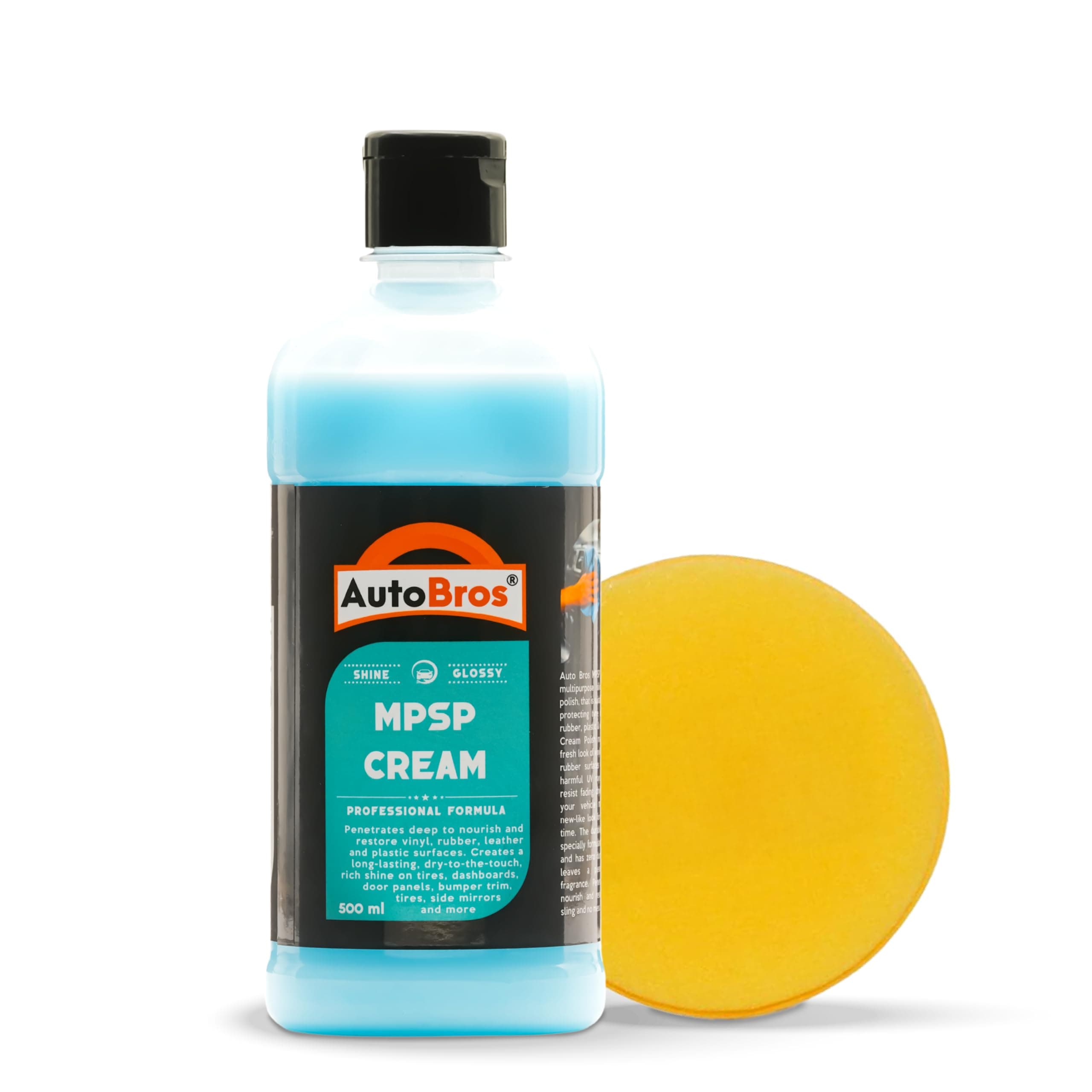 AutoBros Dashboard and Car Interior Polish - 500ml with Applicator Pad | Professional Formula For Dashboard, Leather, Plastic, Vinyl & Rubber | High Gloss Finish | Non-Sticky & Dust-Resistant