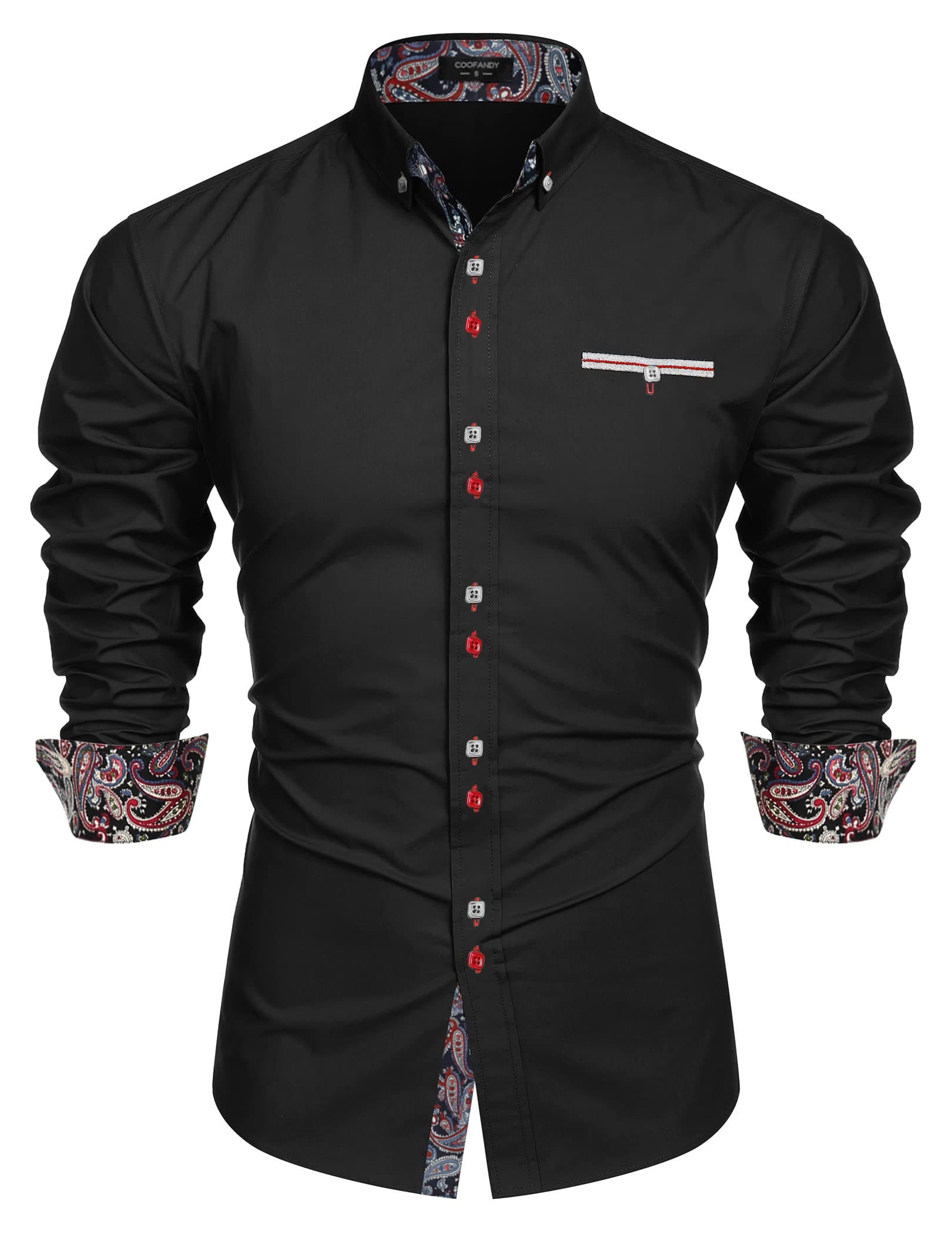 COOFANDY Mens Dress Shirt Long Sleeve Casual Button Down Paisley Shirts Party Wedding Dress Shirt