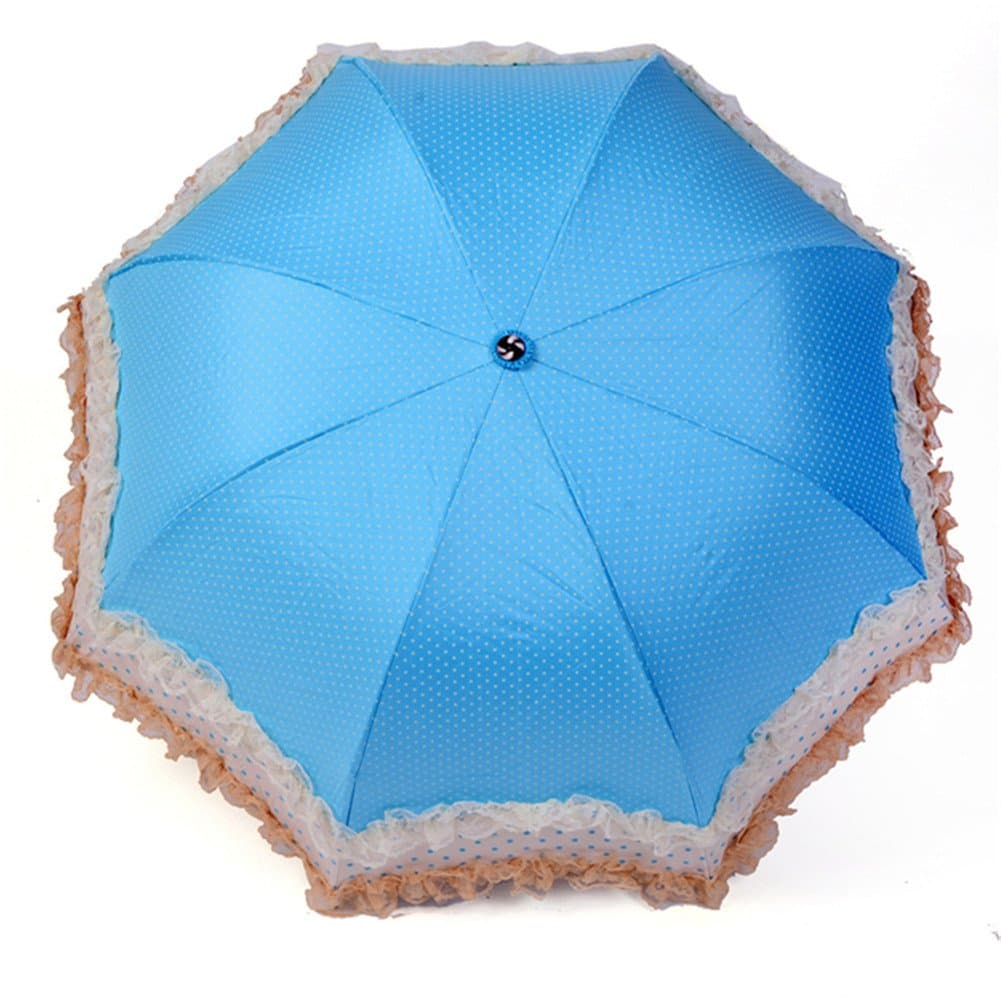 Ldusupermarket Women Portable Lace Parsol with Uv Protection Function (Blue)