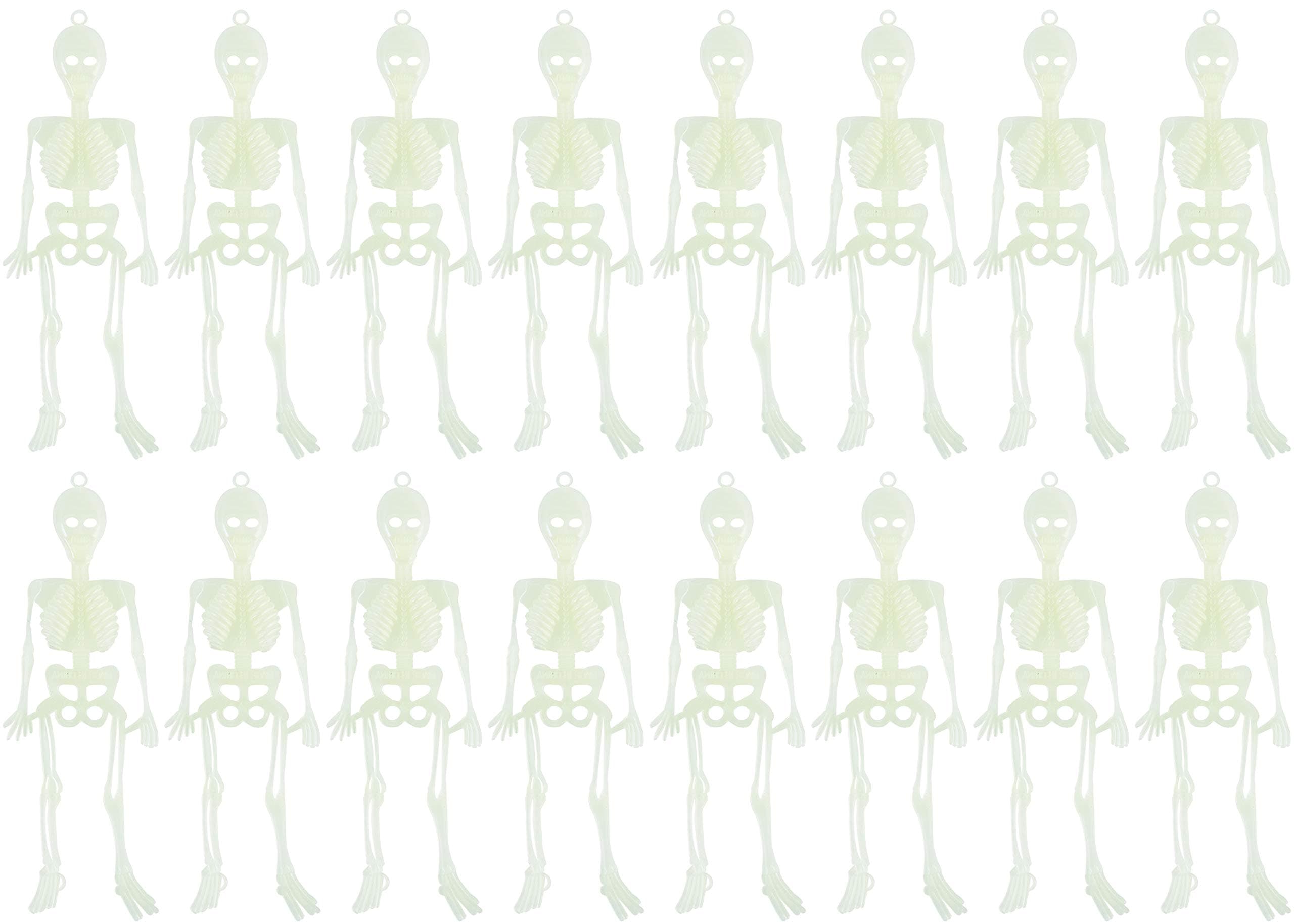 Halloween Glow in The Dark Plastic Skeleton Party Favors, 6" x 2" (16 Skeletons)
