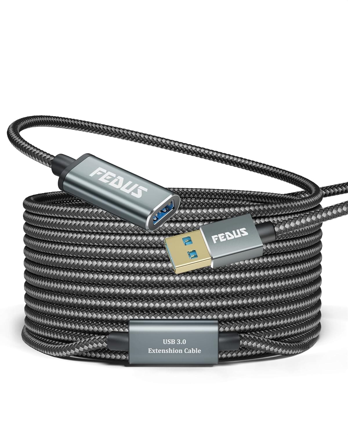 FEDUS USB 3.0 Extension Cable 20 Meter Active USB Cable Extender Built-in Signal Booster Nylon Braided USB 3.0 Type A Male to USB A Female Extension Cord for Printer, TV, Playstation, Xbox, Hard Drive