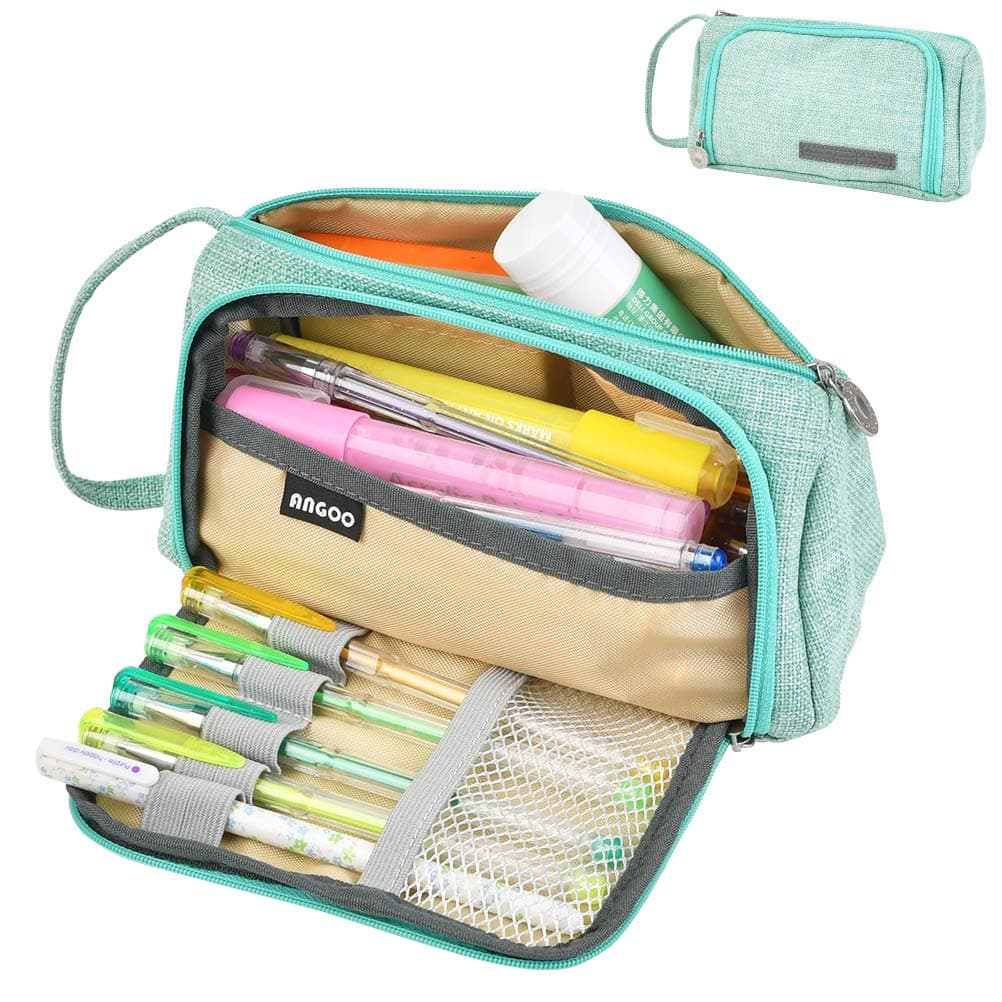 YOTINO Simple School Kit for Teenage Girls, Large Capacity Pencil Case with Compartment for Stationery, Makeup and Cards (Mint Green)