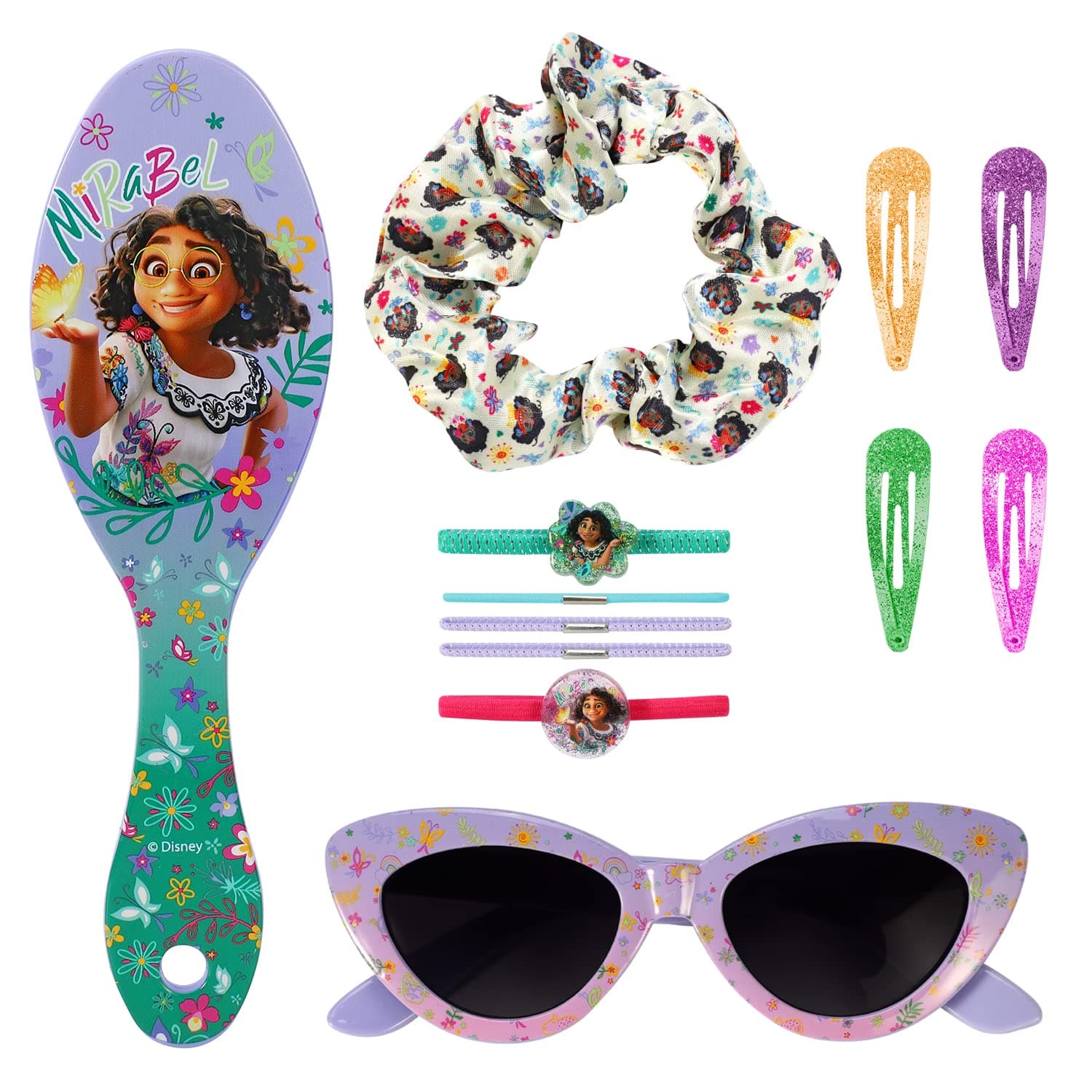 CERDÁ LIFE'S LITTLE MOMENTS 12pc Girls Kids Sunglasses Hair Accessories Comb Clips Bands Beauty Set with Carry Case (Encanto)
