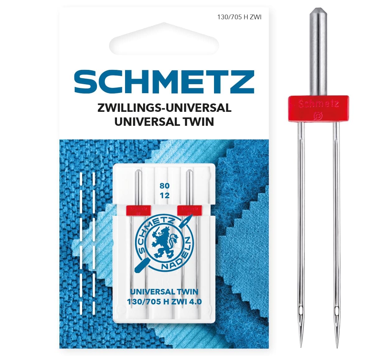SCHMETZ | 2 Sewing Machine Needles | Universal Twin | 130/705 H ZWI 4.0 | Size 4.0/80