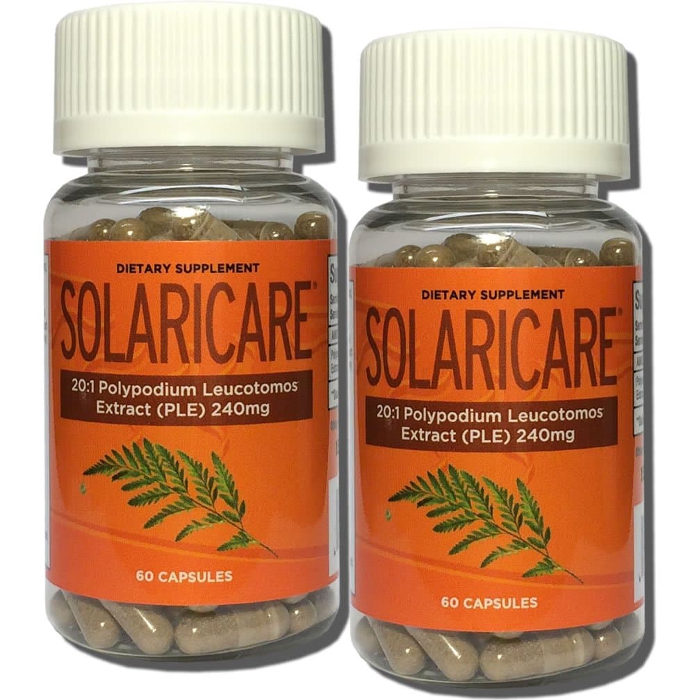 Solaricare Antioxidant Dietary Supplement for The Skin: 240mg Polypodium leucotomos Extract Pills - PLE Extract from Nature (2 Bottles)