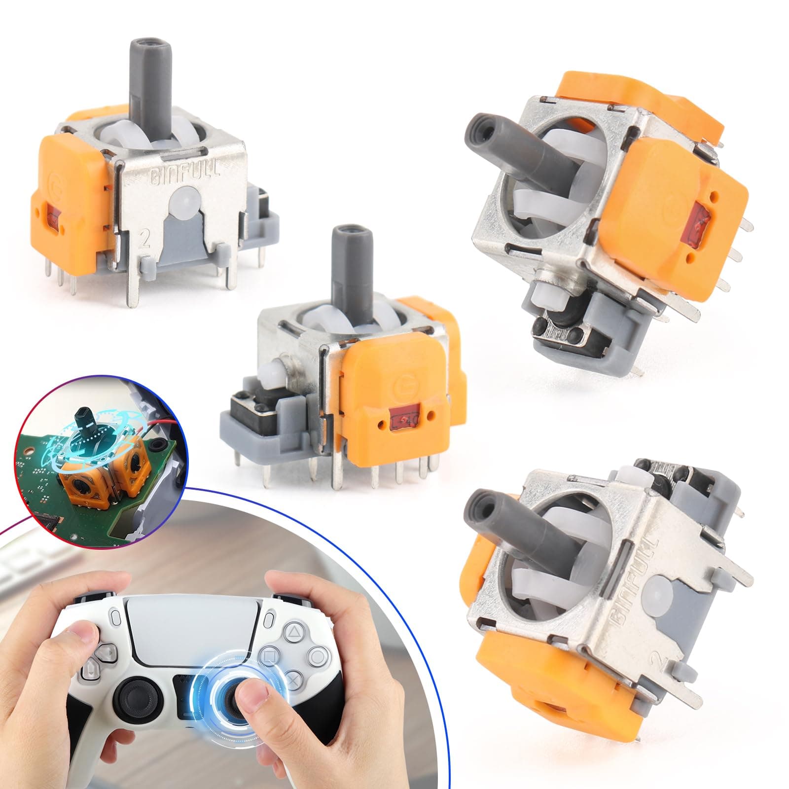 Hall Effect Sticks for PS5 Joystick Controller Anti Stick Drift 3D Compatible with Play Station 5 PS5 Accessories Repair Parts(4 Pack)