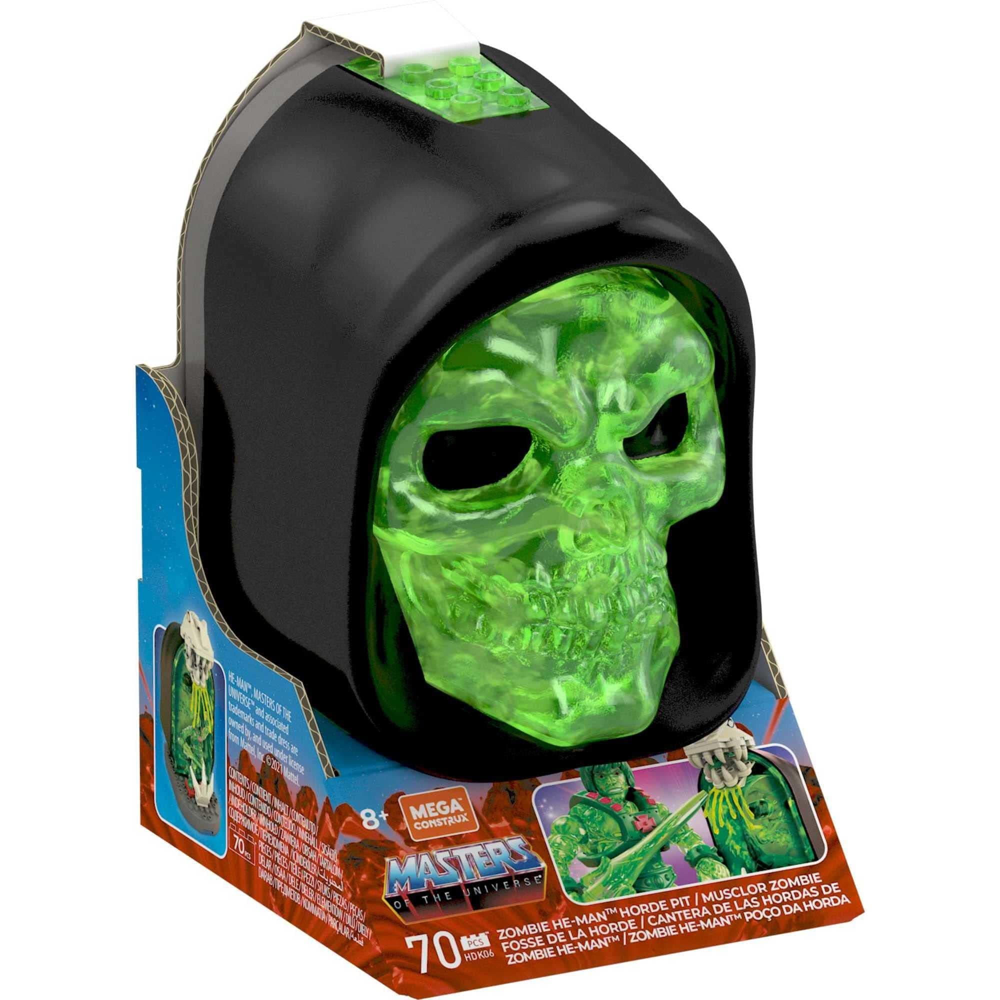 MEGA Construx Masters of the Universe Building Toys Set, Zombie He-Man Horde Pit with 70 Pieces, 1 Poseable Micro Action Figure and Slime Accessory, for Kids