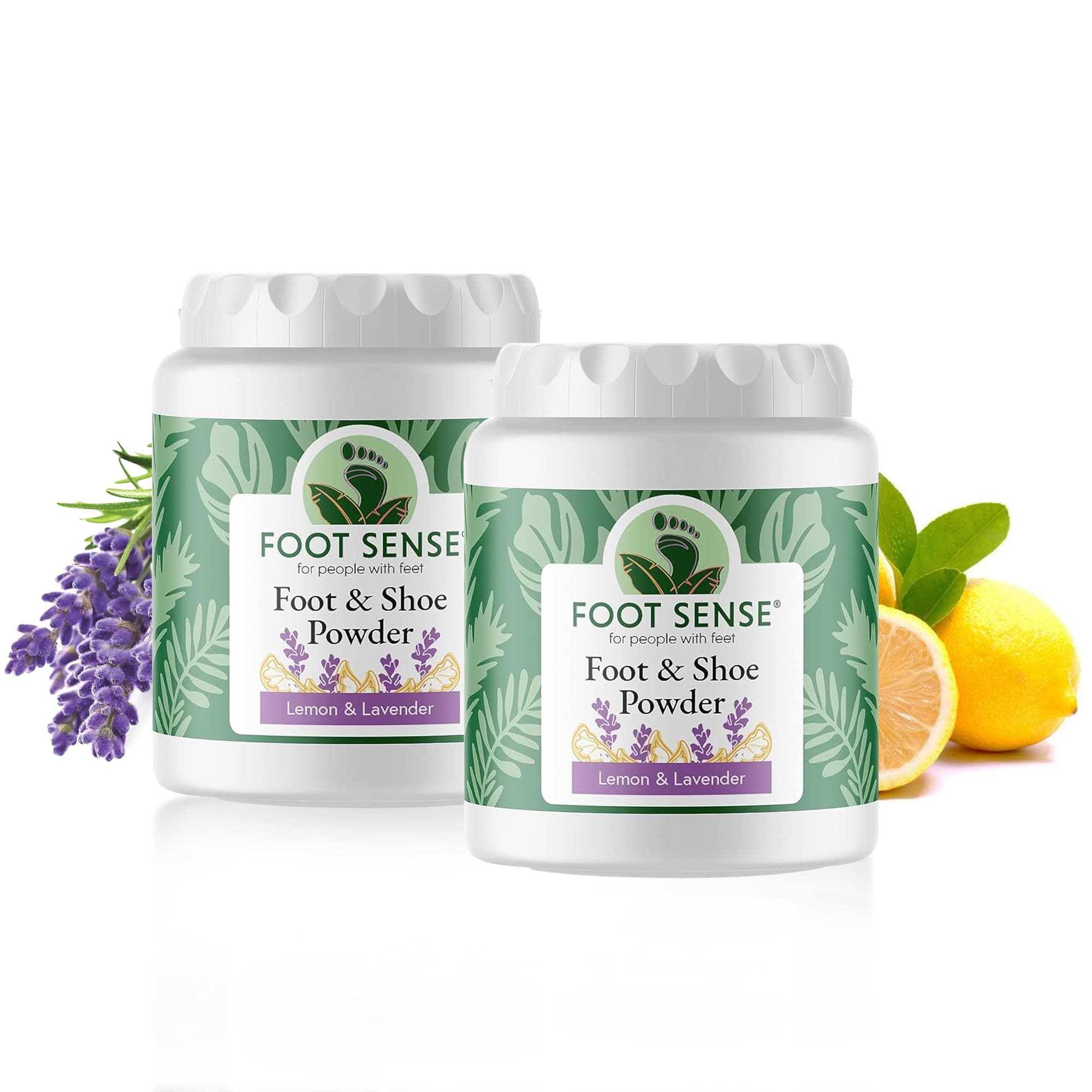 FOOT SENSE All Natural Foot & Shoe Powder, Foot Deodorant, Talc-Free, Odor Eliminator, Disinfects & Deodorizes, Long-Lasting up to 6 Months Safe for Men, Women, Kids, Athletes, 50g (2 Pack)