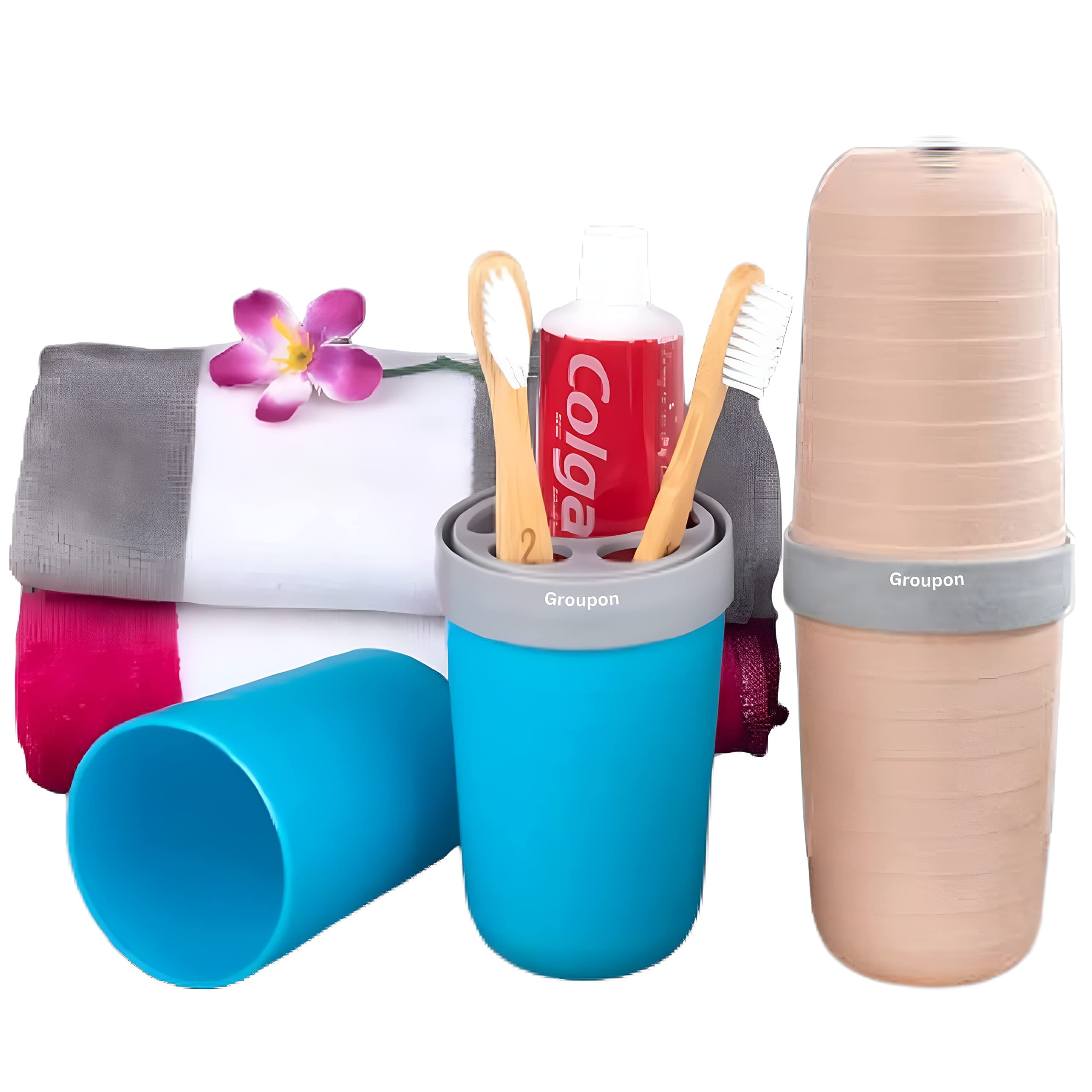 Groupon Portable Hiking | Camping Travel Toothpaste Holder Bathroom Storage | Toothbrush Holder | Portable Toothpaste Organizer Case | (Multicolor) (Cream, 3)