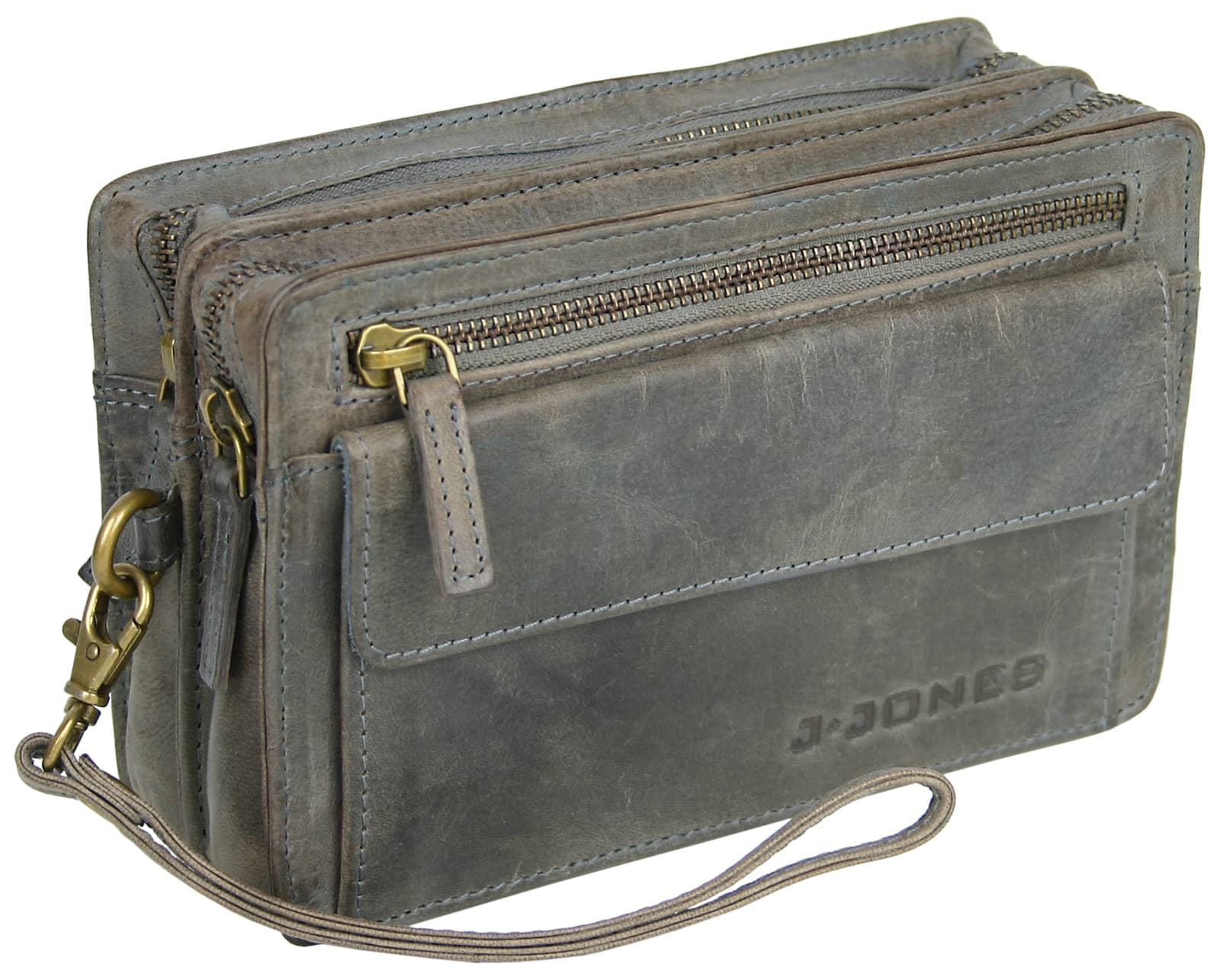 J JONES JENNIFER JONESMen's Vintage Leather Small Bag with Hand Strap