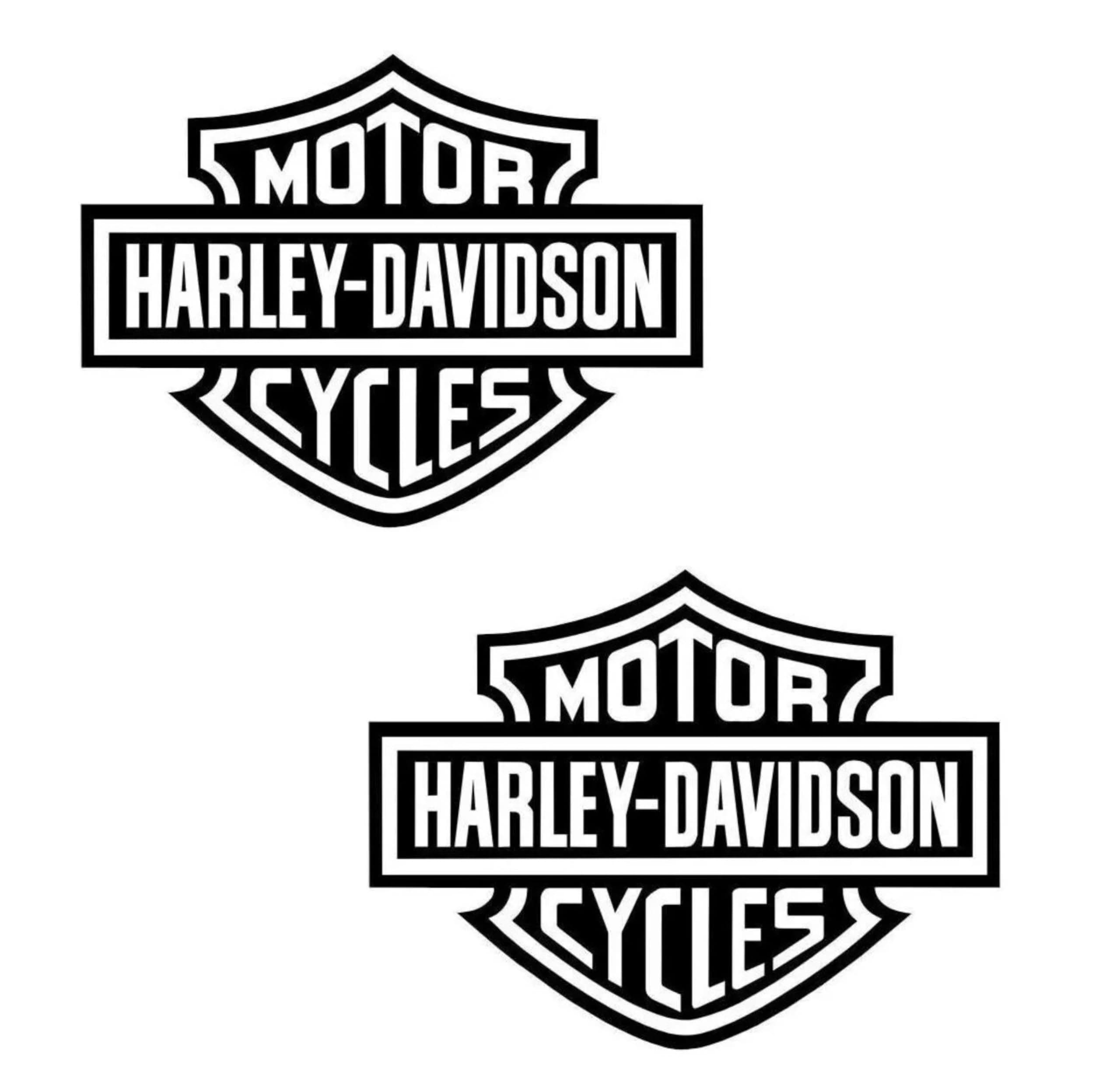 Motorcycle bar and Shield Design Sticker Vinyl Decal #2 Piece Moto HD Club 3.5"x4.5" (Black/White)