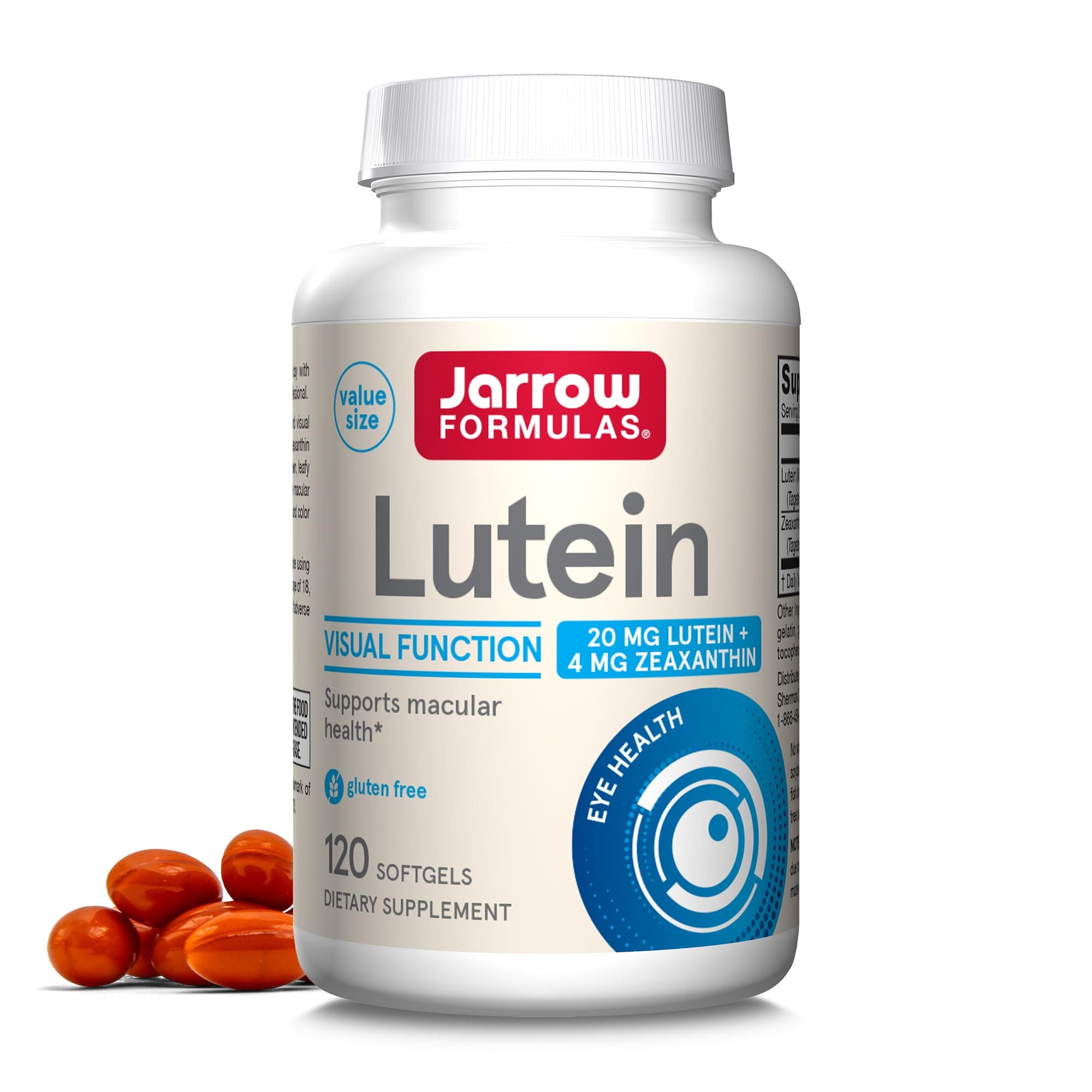 Jarrow Formulas Lutein, Supports Vision and Macular Health, 20 mg, 120 Softgels