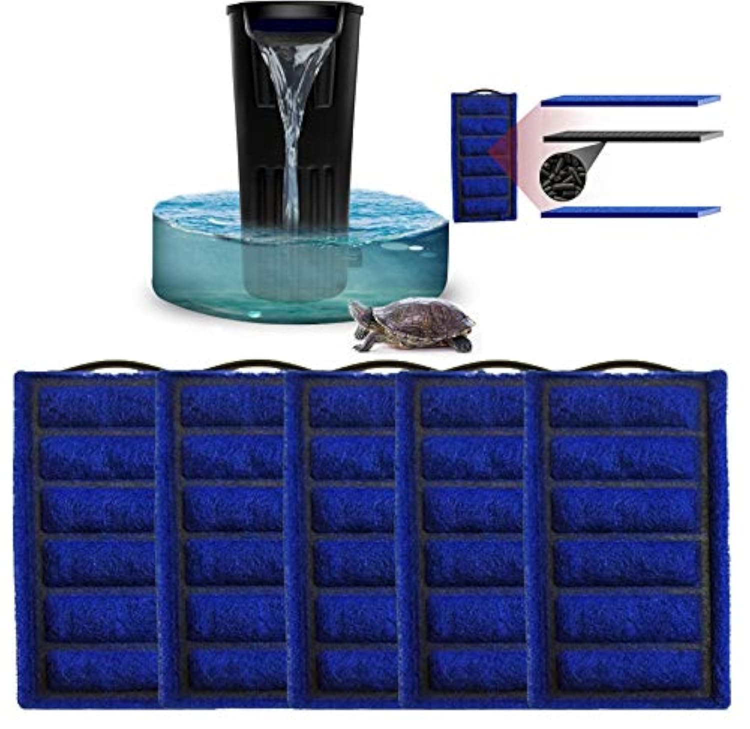 5 Pcs Replacement Filter Sponge for Mute Turtle Filter Water Submersible Filter for Turtle Tank