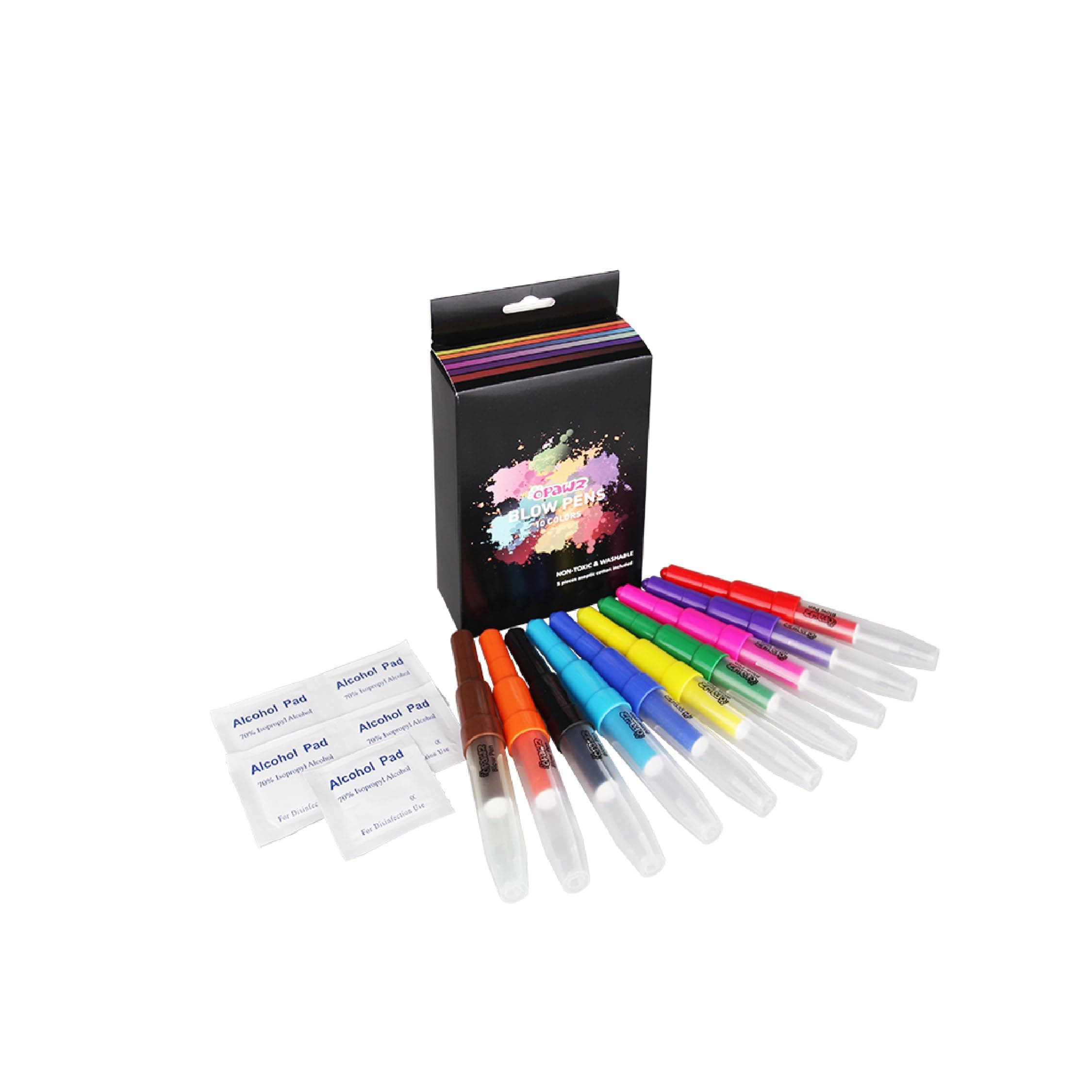 Opawz Pet Hair Dye Blow Pen, Set of 10 Colours for Dog & Cat, Temporary Washable Blow Pen, Non-Toxic & Washable Colour, Just Aim and Blow to Spray, Easily to Remove with Shampoo or Soap