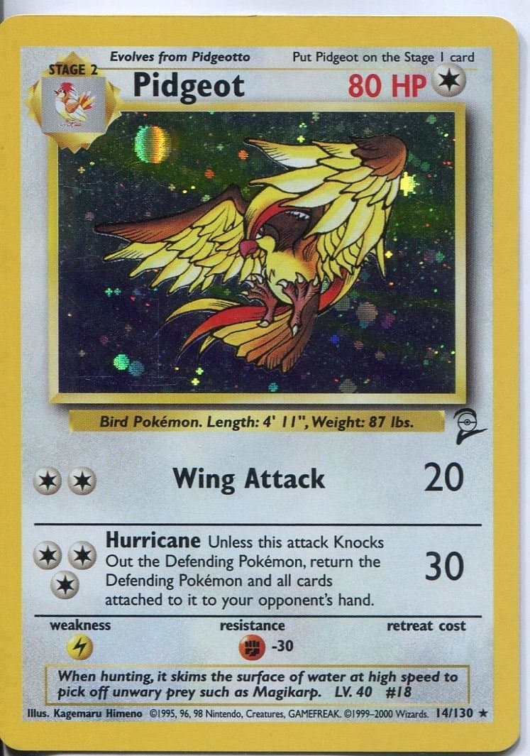 Pokemon Base Set 2 Holofoil Card #14/130 Pidgeot