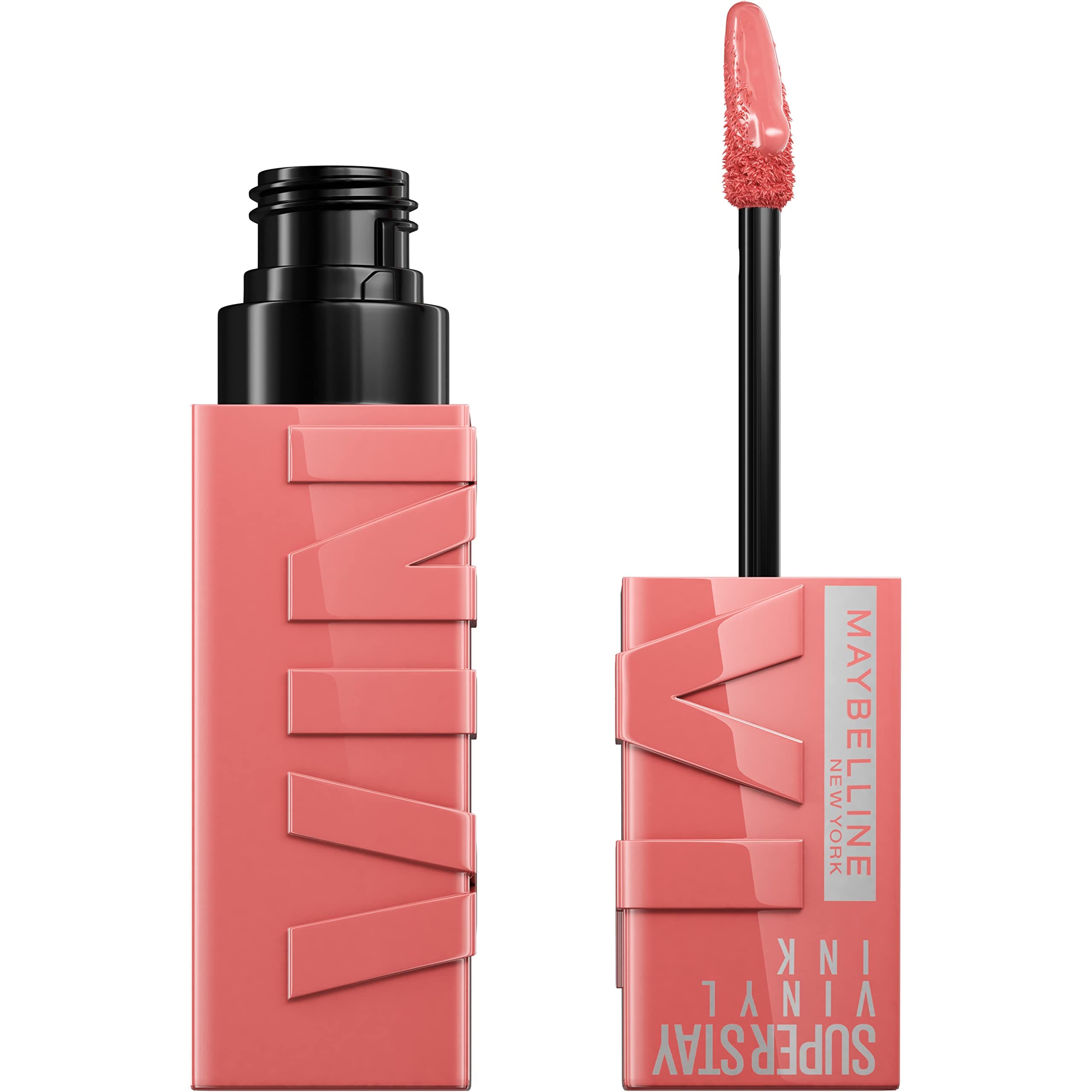 New York Maybelline Super Stay Vinyl Ink Longwear No-Budge Liquid Lipcolor, Highly Pigmented Color and Instant Shine, Charmed, Pink Lipstick, 0.14 fl oz, 1 Count